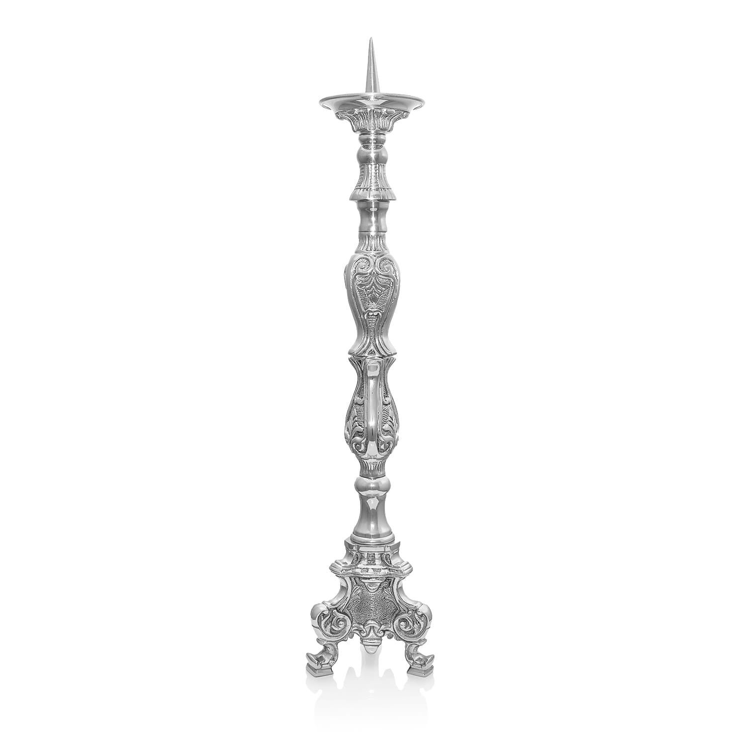 Portavelas de latón niquelado altura 60 cm