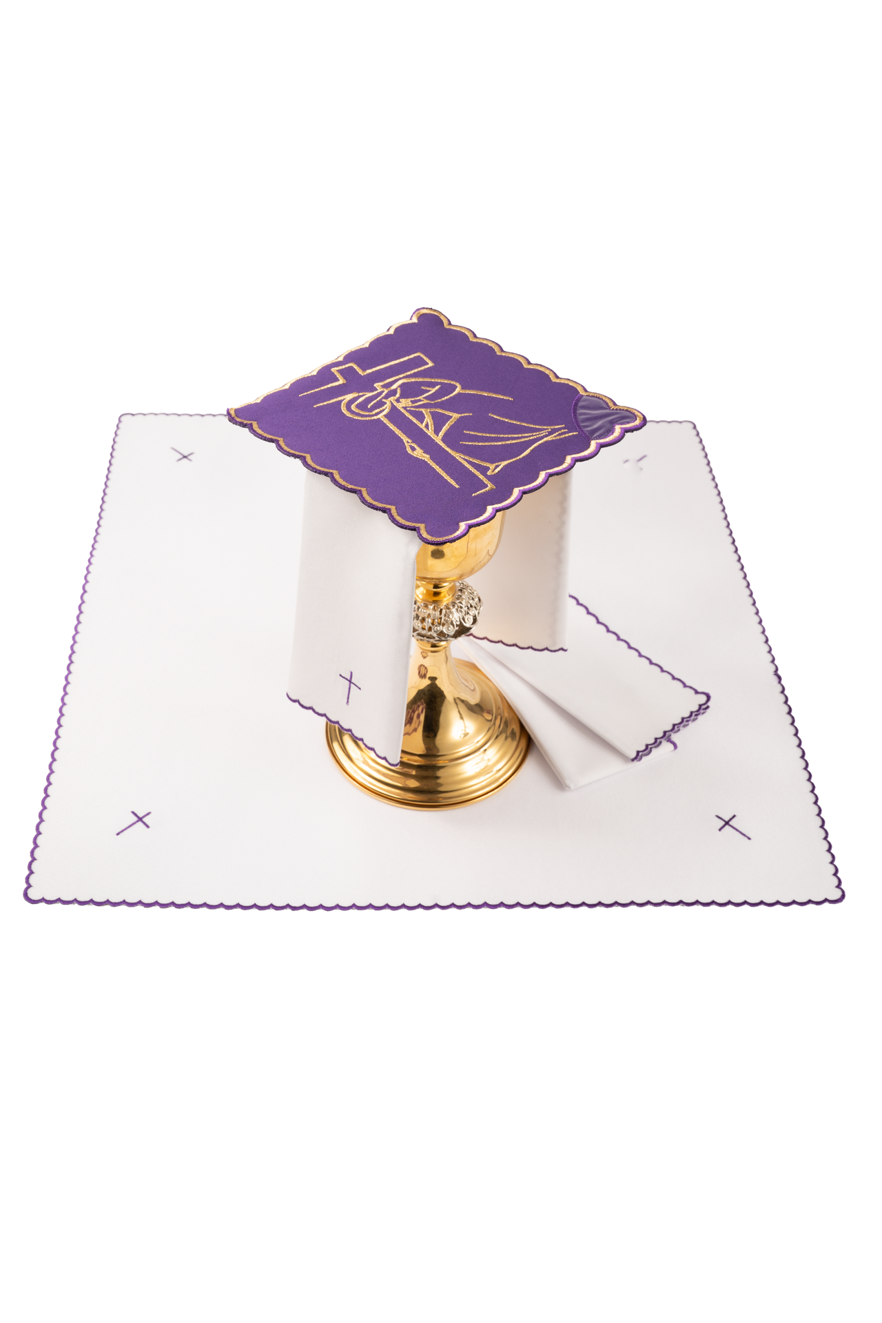 Servicio de altar bordado con el Vía Crucis