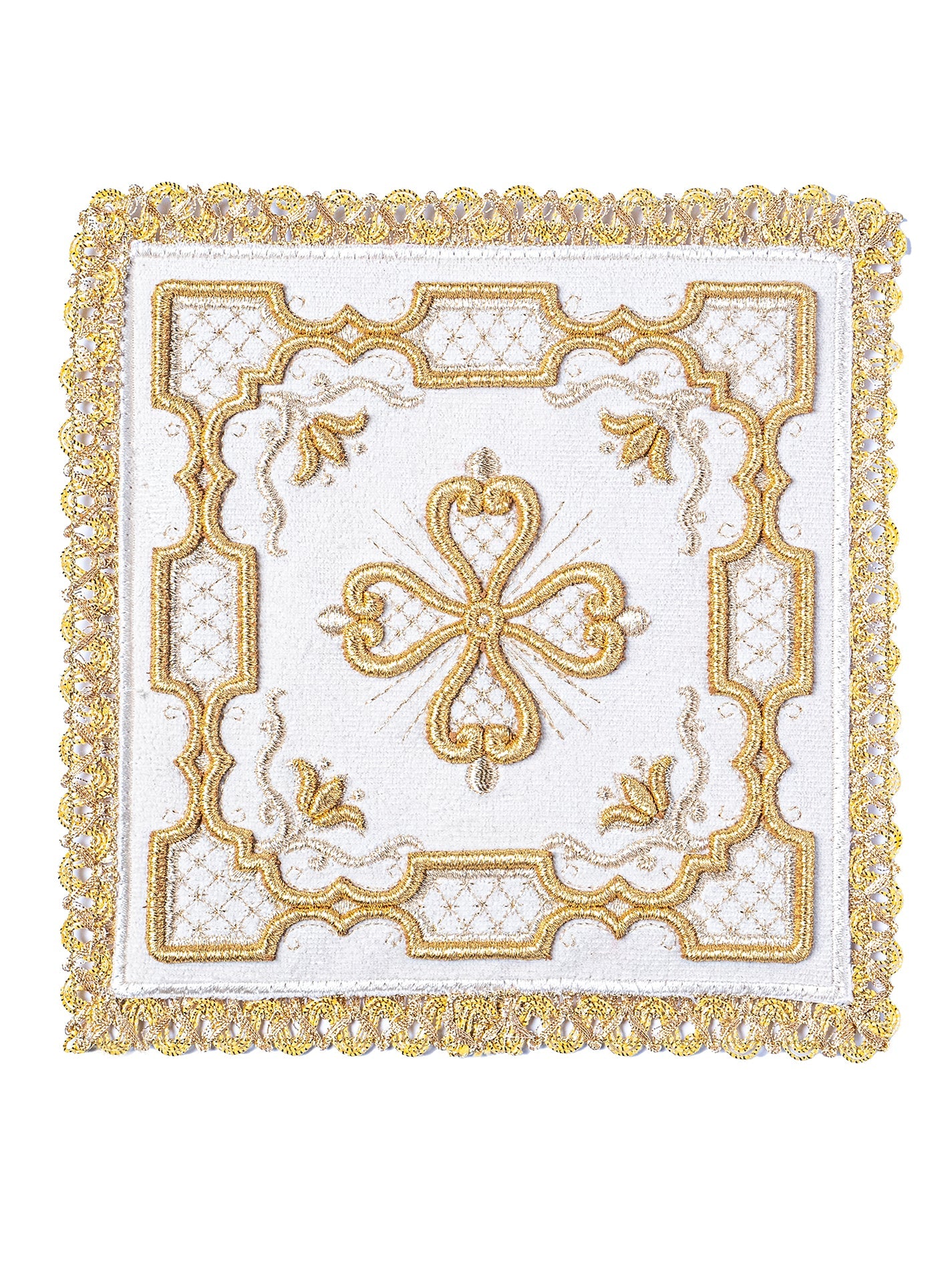 Servicio de altar bordado de terciopelo color ecru