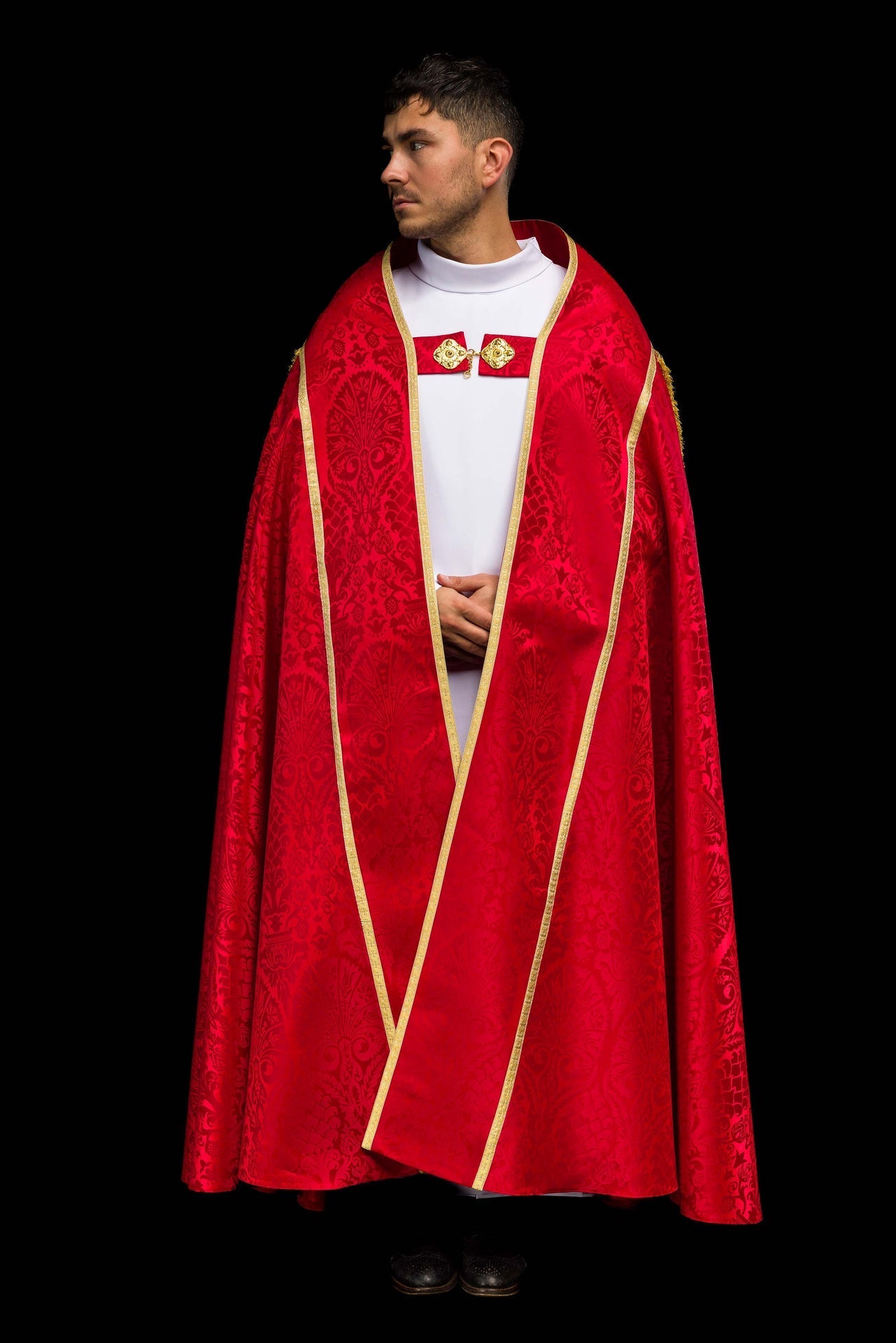 Capa pluvial romana de tejido jacquard lisa roja