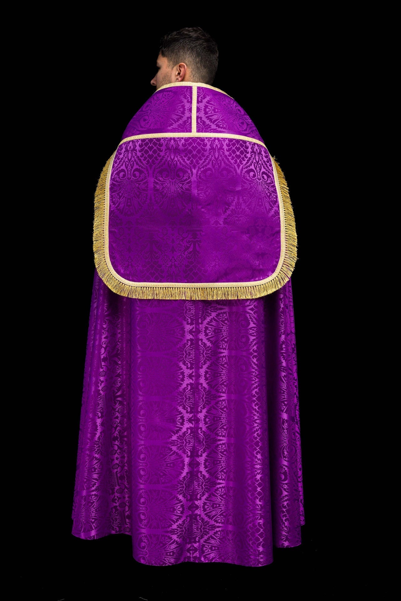 Capa pluvial romana lisa de jacquard color violeta