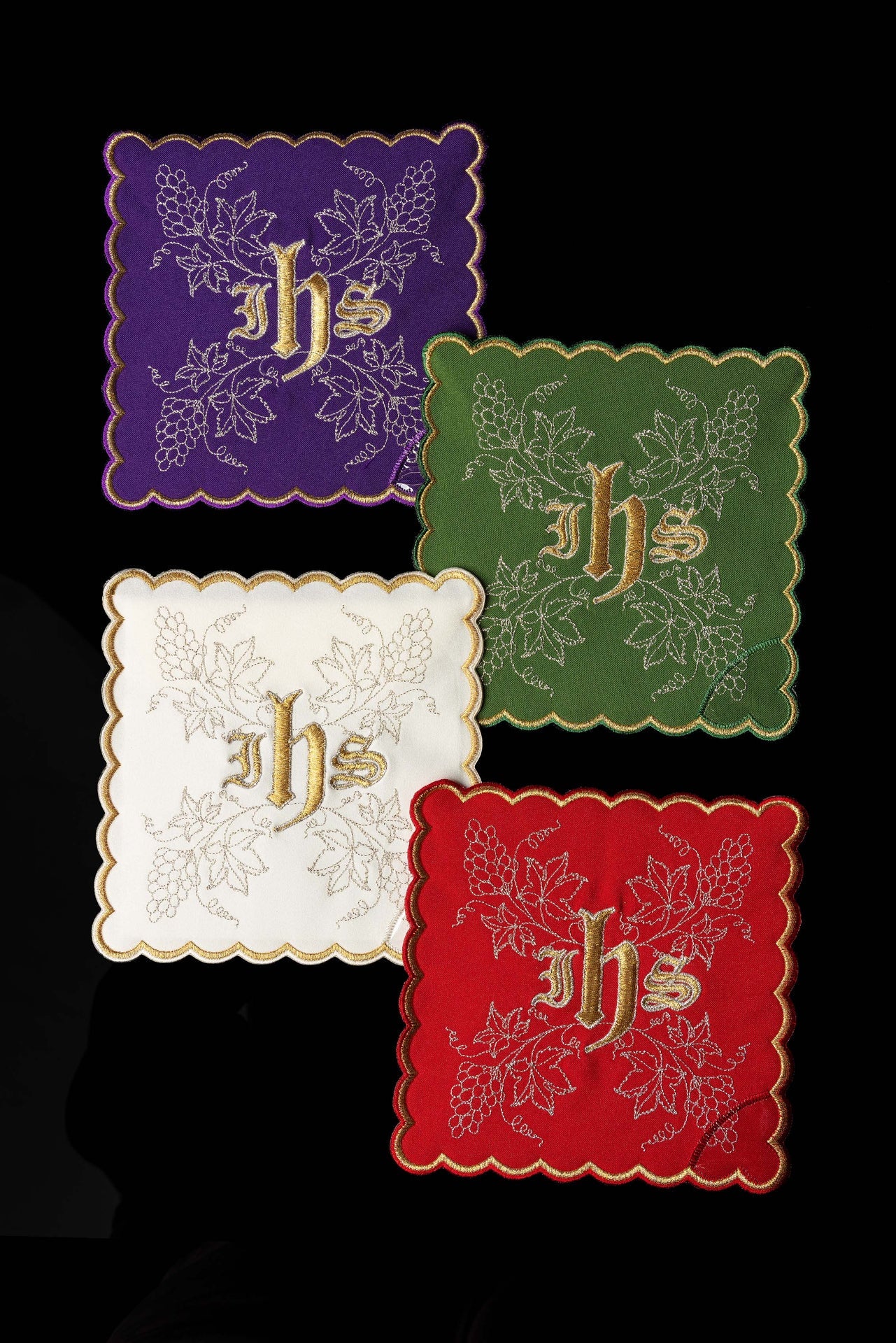 Zestaw palek z symbolem IHS w czterech kolorach liturgicznych