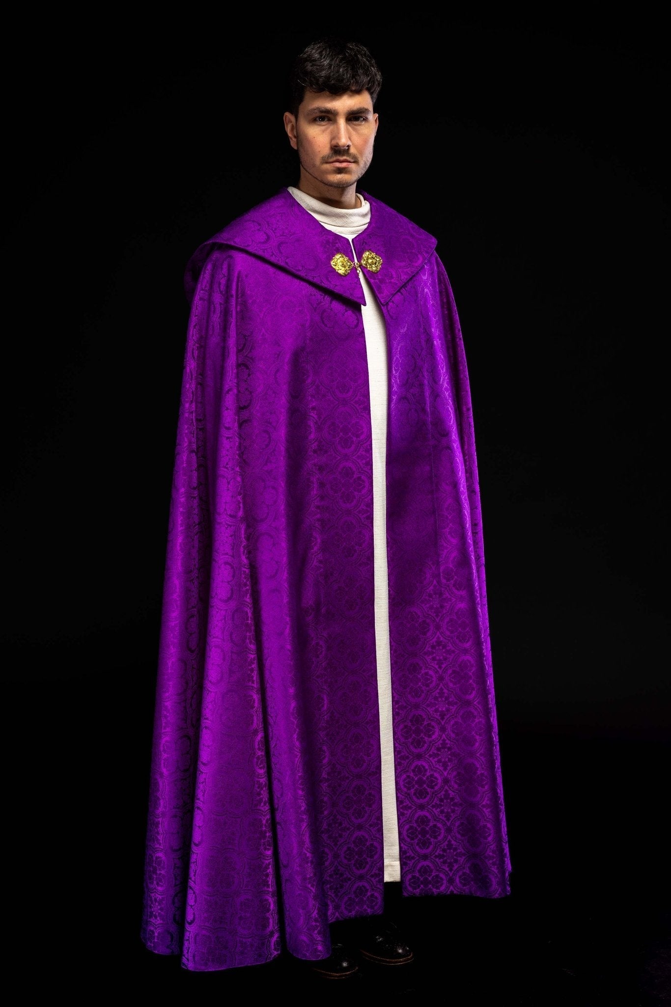 Capa pluvial litúrgica jacquard violeta