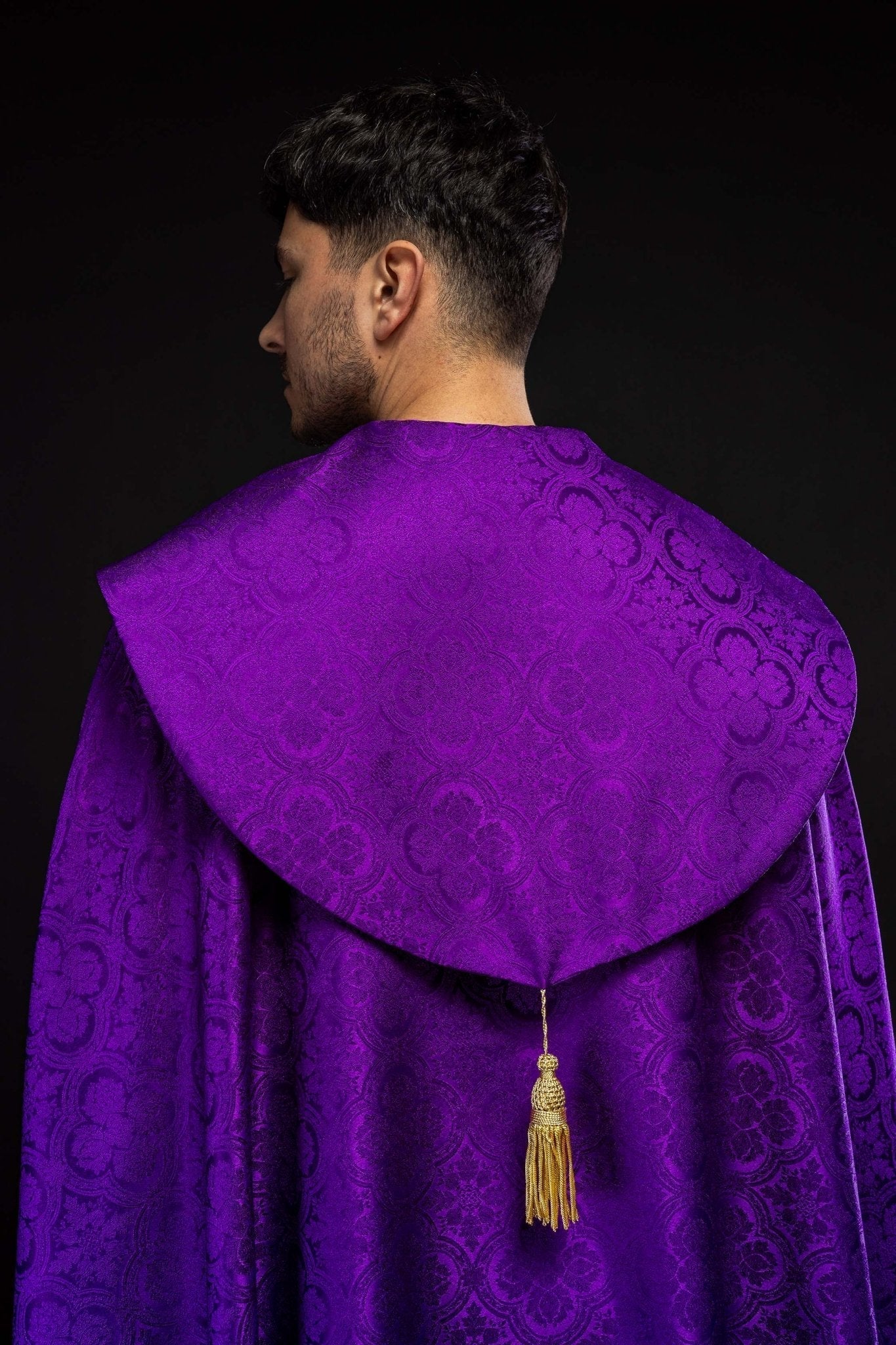 Capa pluvial litúrgica jacquard violeta