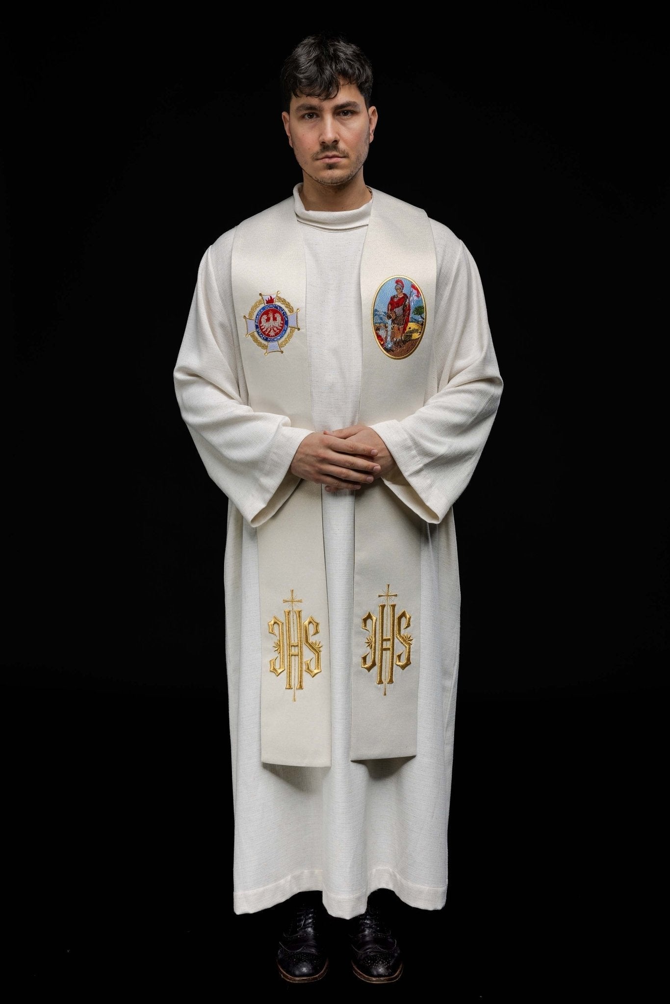 Estola bordada con la imagen de San Florián