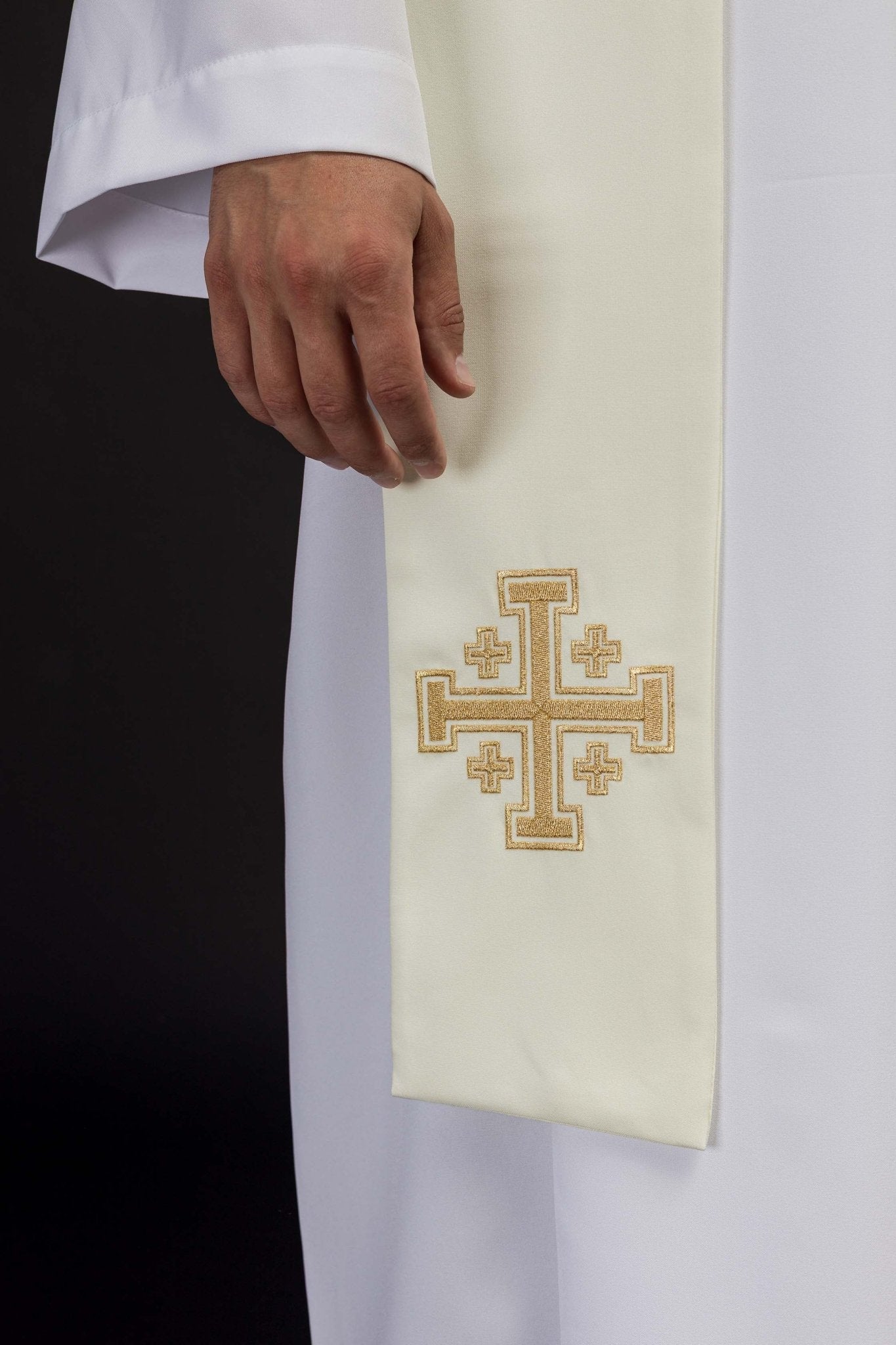 Estola marfil con bordado Cruz de Jerusalén