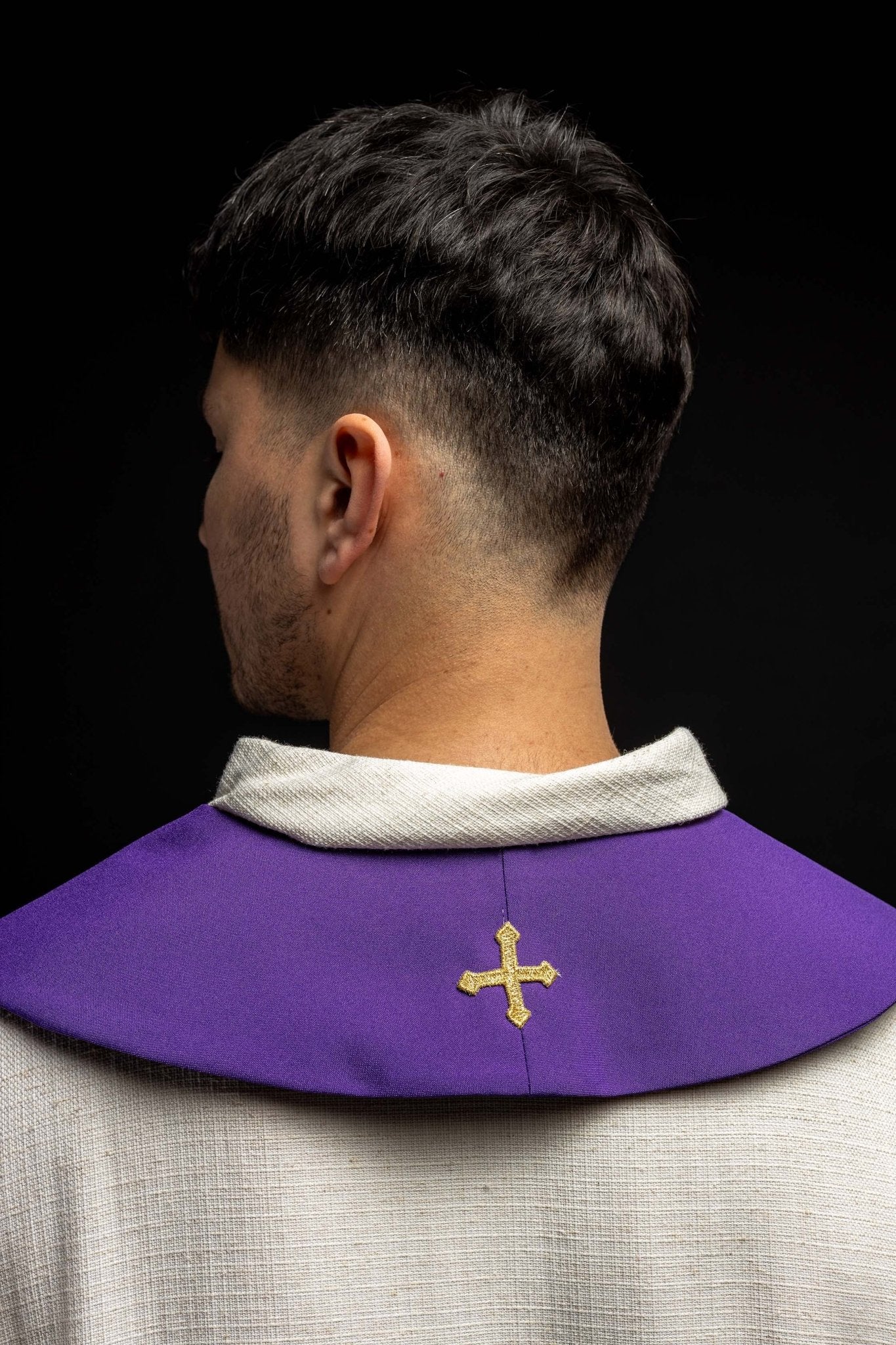 Estola reversible con Cruz de Jerusalén púrpura-blanca