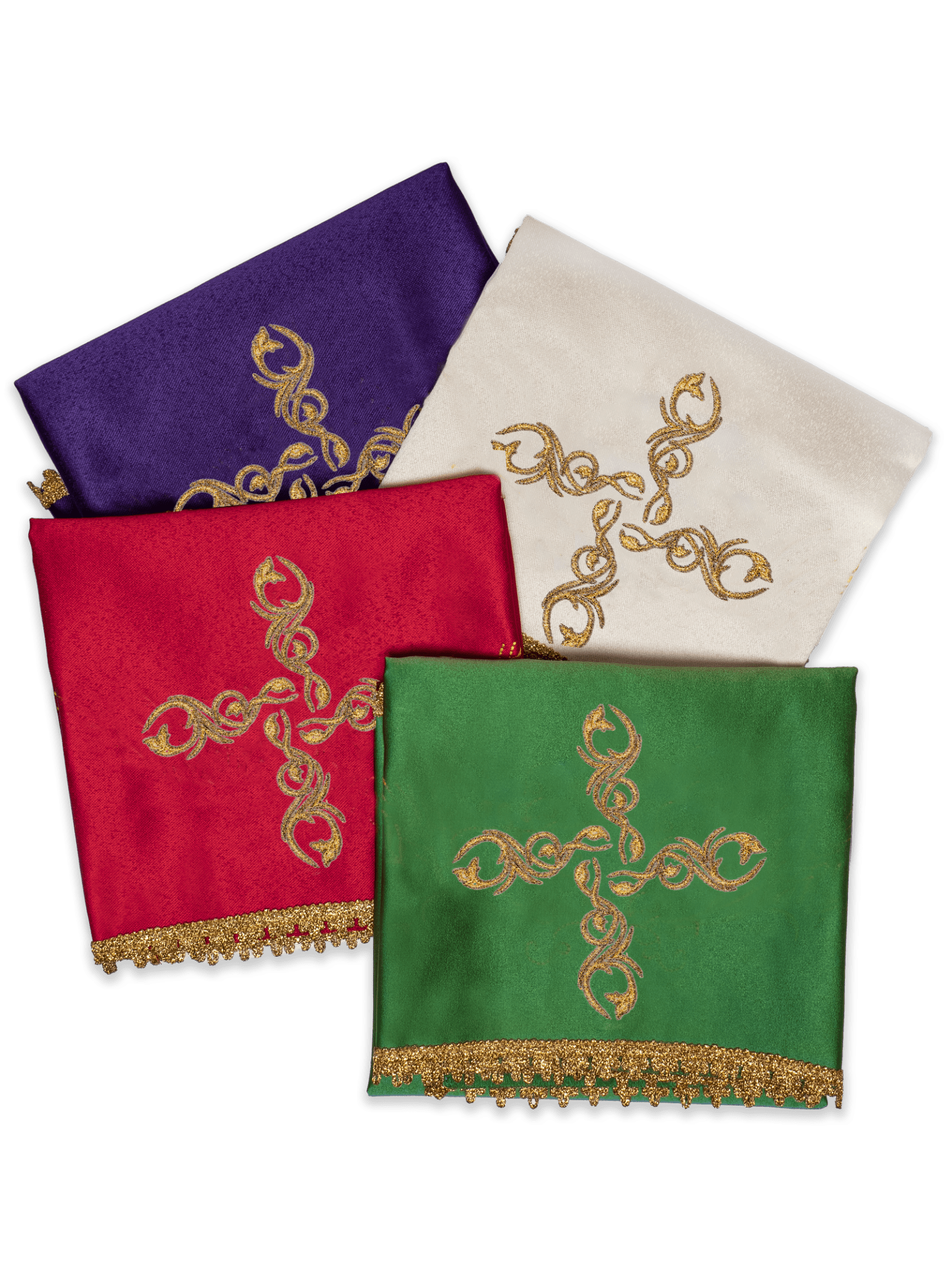 Juego 4 piezas cubre cáliz bordados - cuatro colores