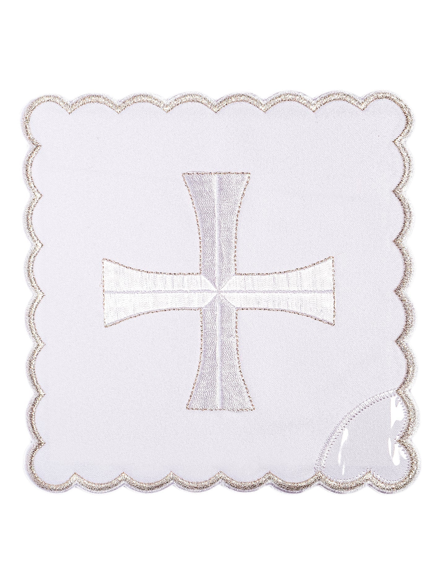 Juego de altar bordado con ribete plateado