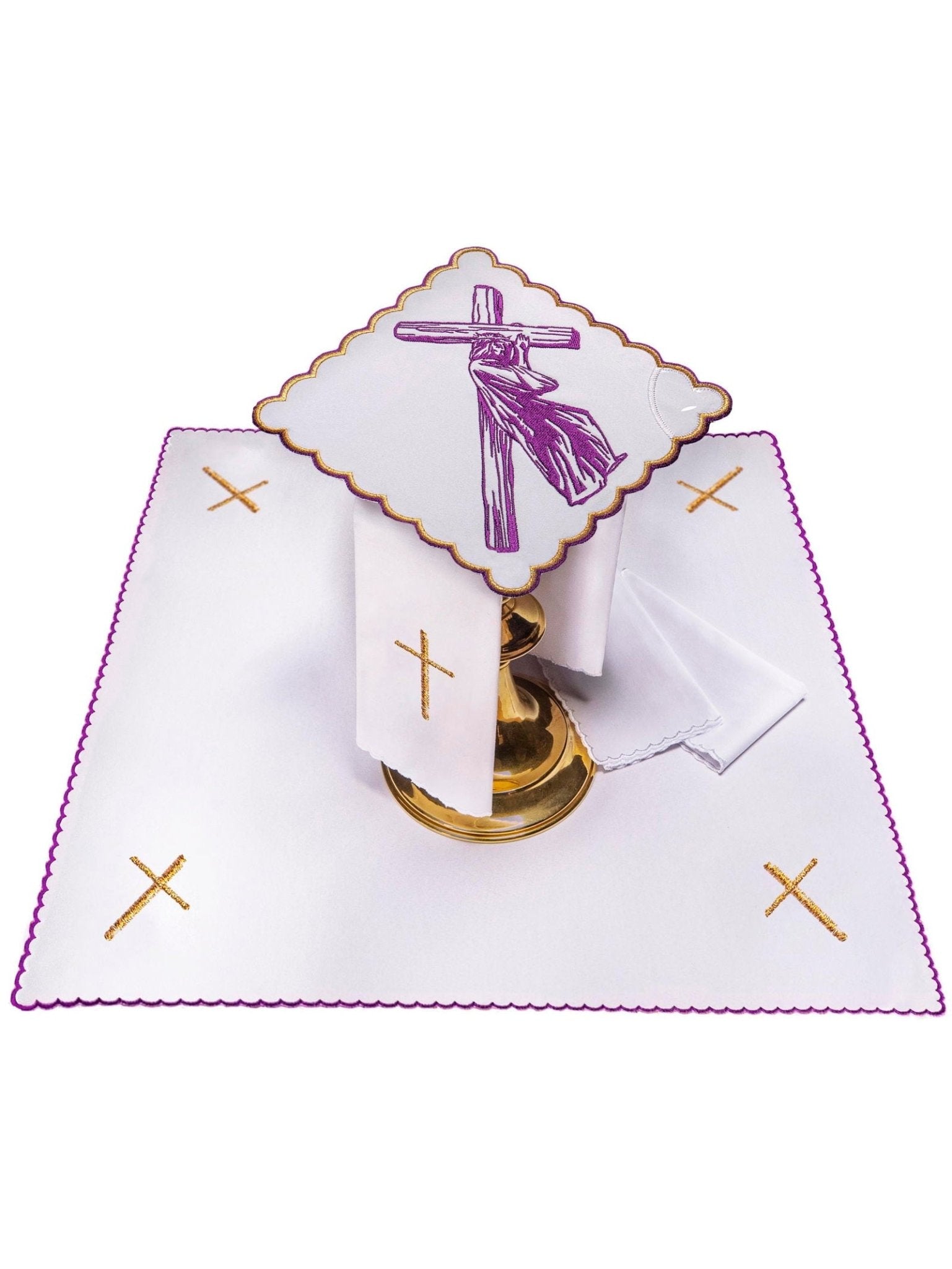 Juego de altar bordado Vía Crucis