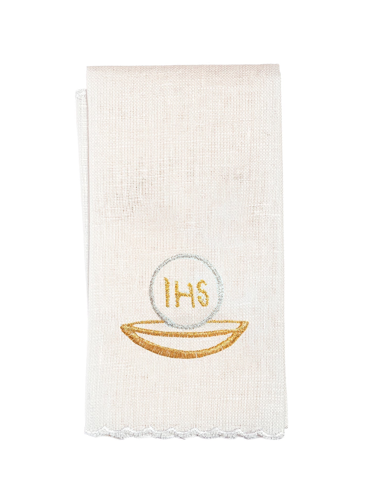 Juego de altar lino con sencillo bordado dorado Cáliz