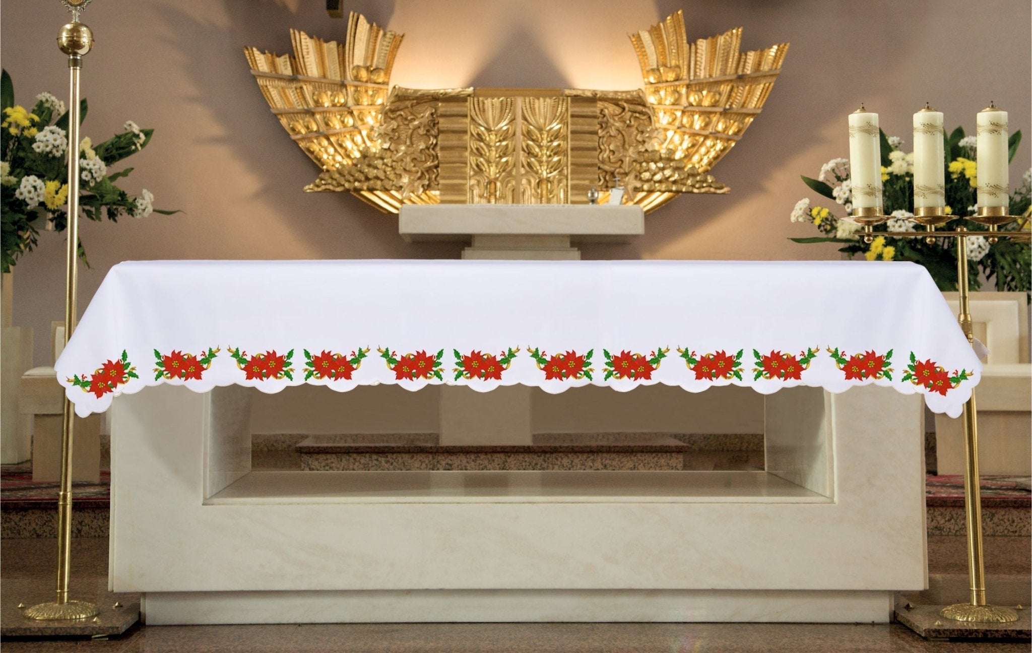 Mantel de altar con bordado de Estrella de Belén para Navidad
