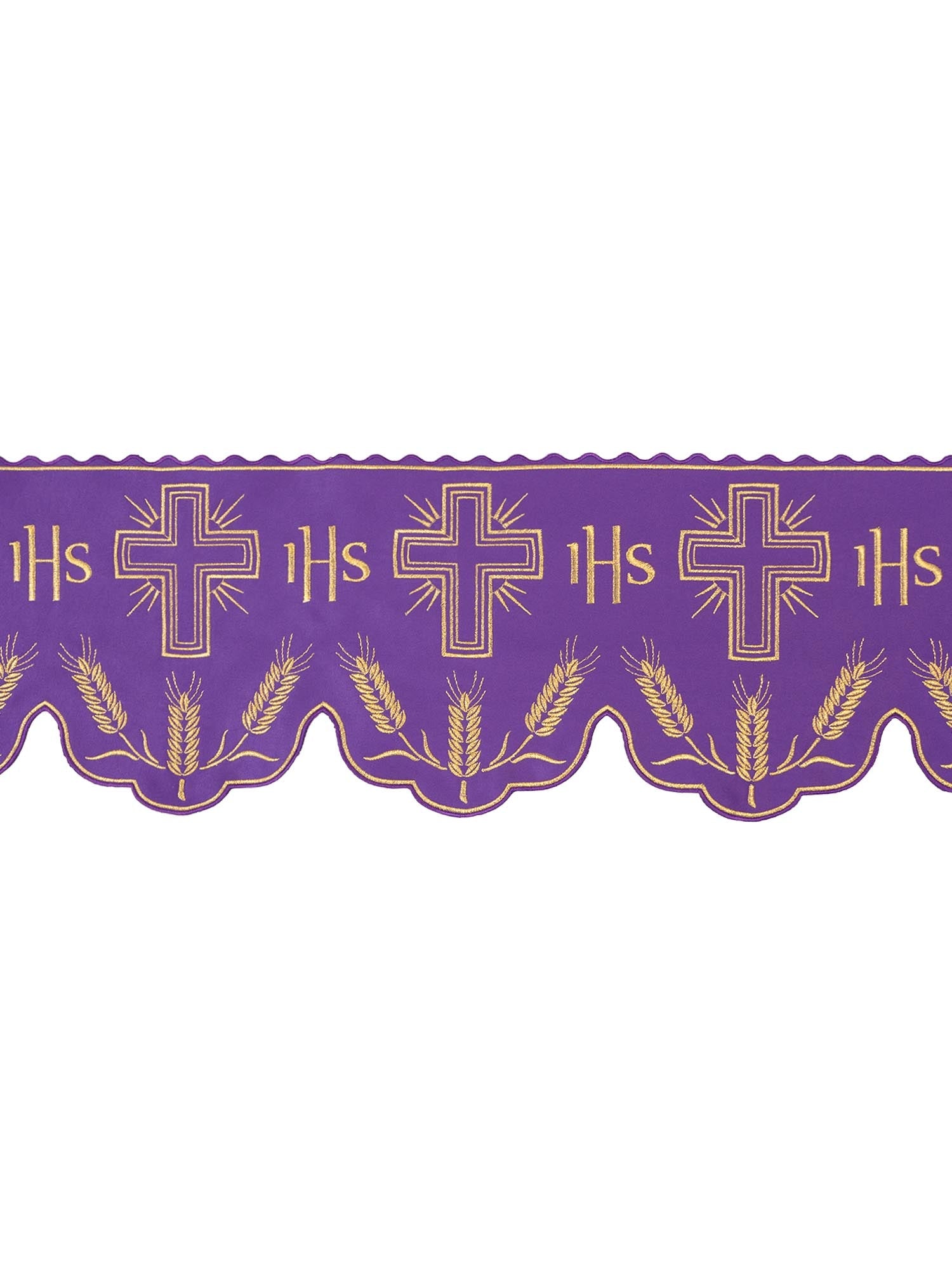 Puntilla de altar con bordado Cruz e IHS- morado