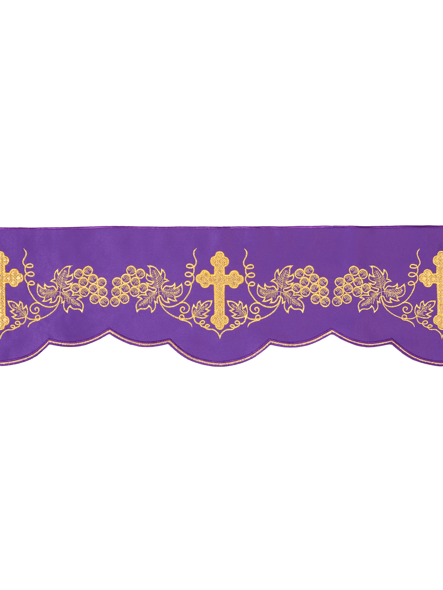 Puntilla de altar con bordado Cruz y Uvas - morado