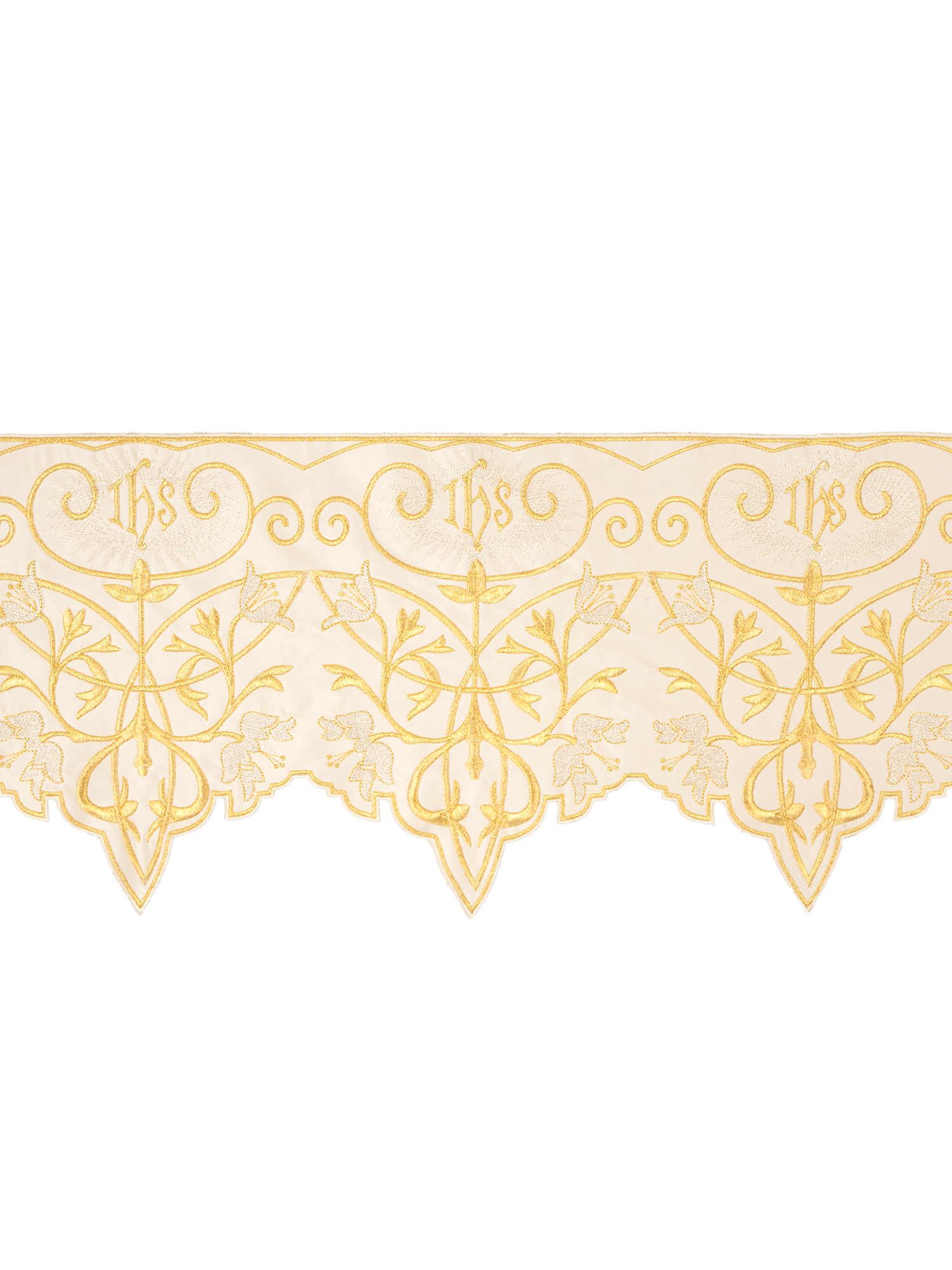 Puntilla de altar con bordado IHS - marfil