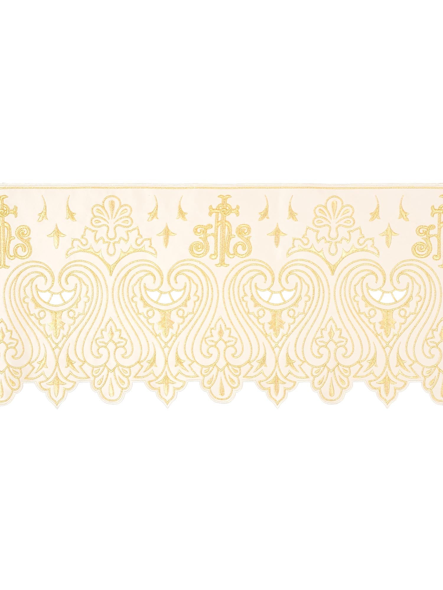 Puntilla de altar con bordado IHS - marfil
