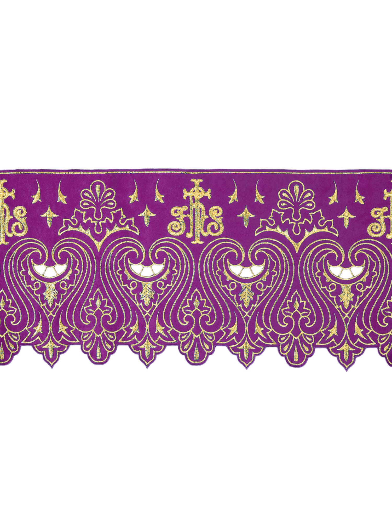 Puntilla de altar con bordado IHS - morado