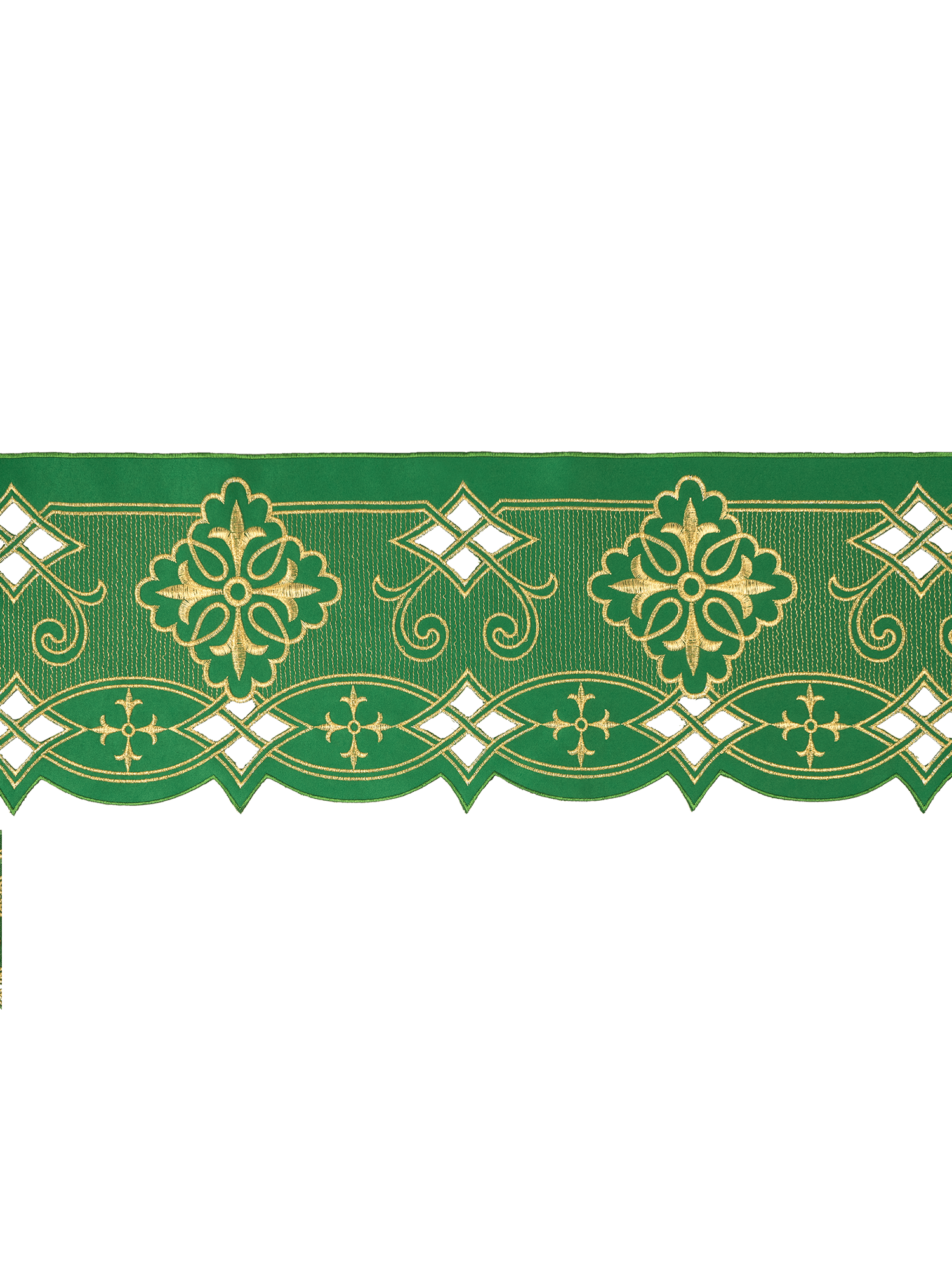 Puntilla de altar con bordado Rosetón - verde