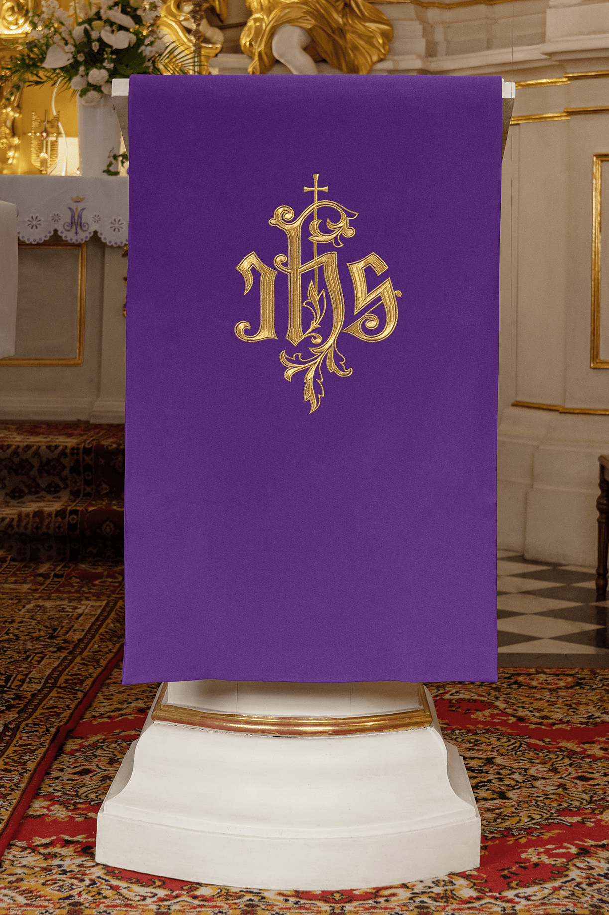 Púrpura cubre ambon con bordado clásico IHS - morado