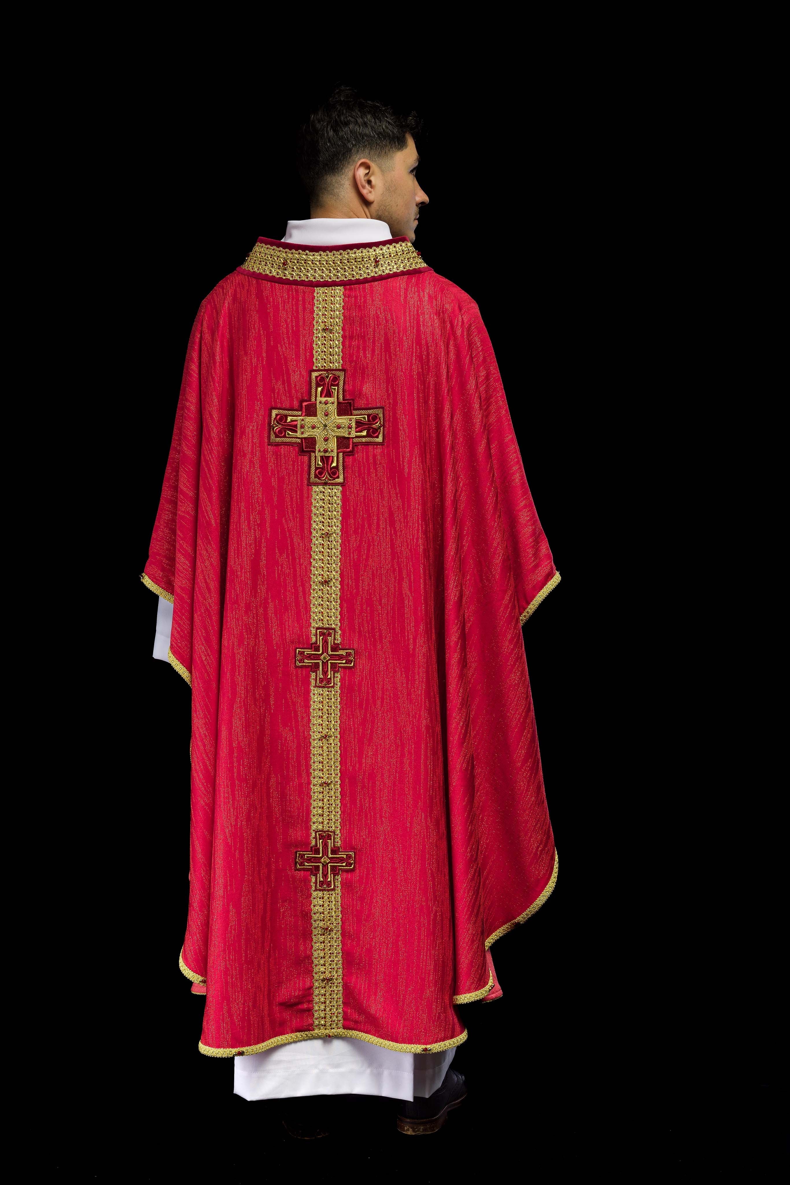 Casulla hecha a mano con piedras naturales Handmade 7015 Rojo