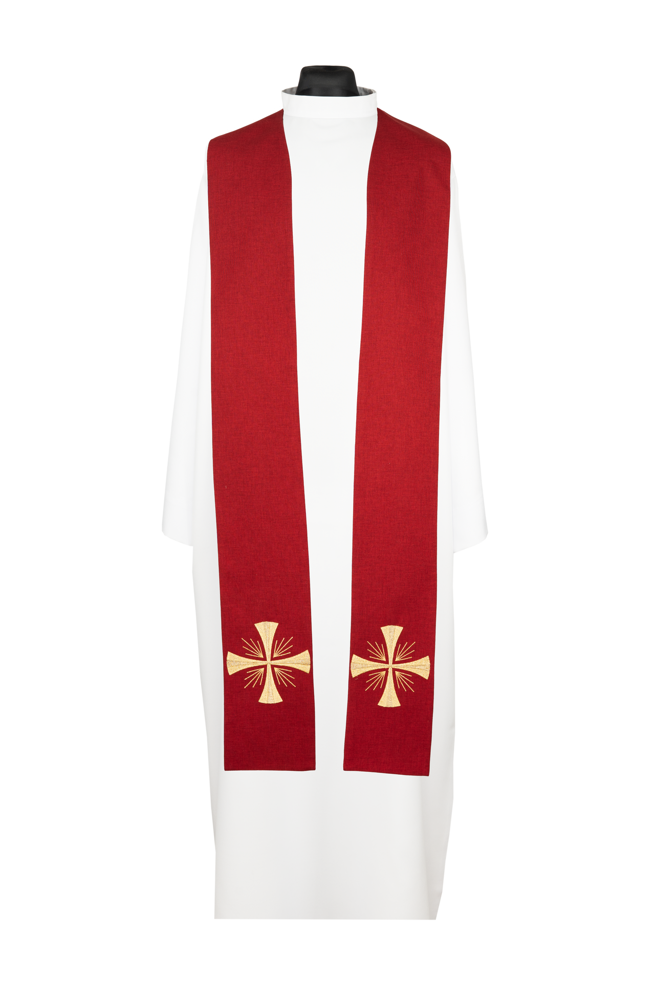 Estola sacerdotal bordada con cruz roja