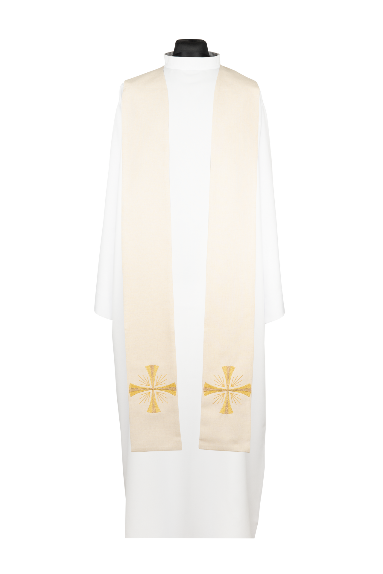 Estola sacerdotal bordada con cruz color crudo