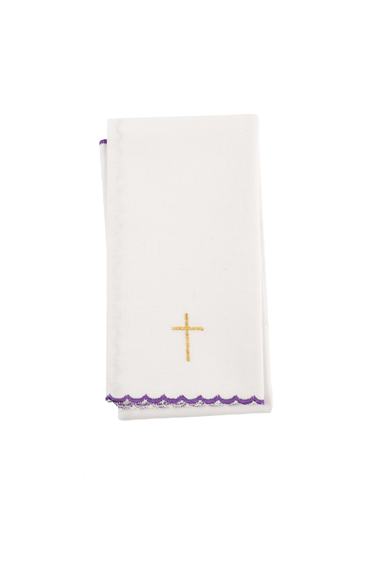 Servicio de altar bordado con motivo de cruz morado