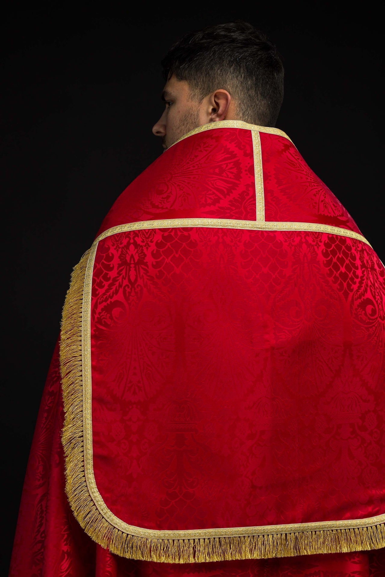Capa pluvial romana de tejido jacquard lisa roja