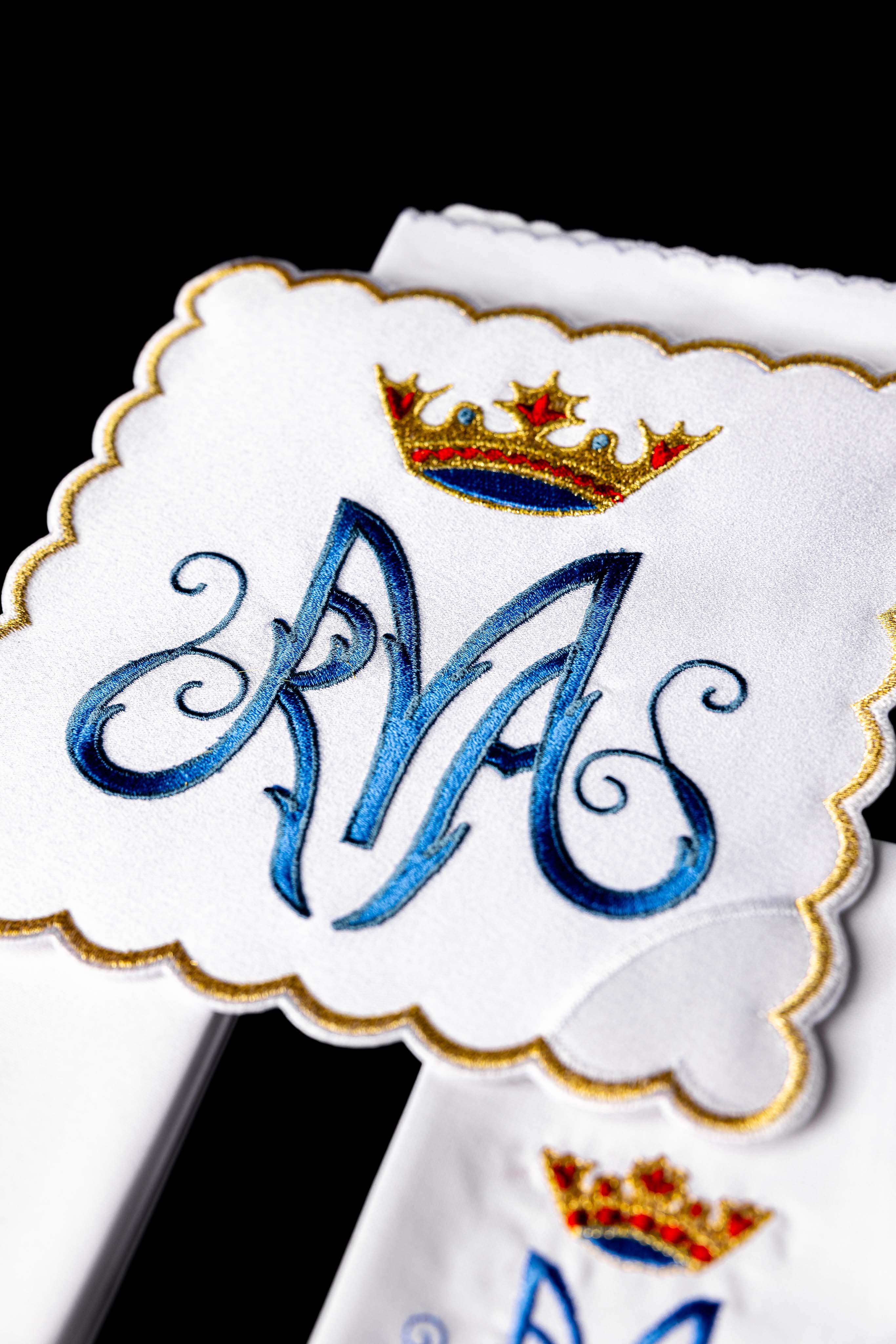 Servicio de altar mariano bordado azul