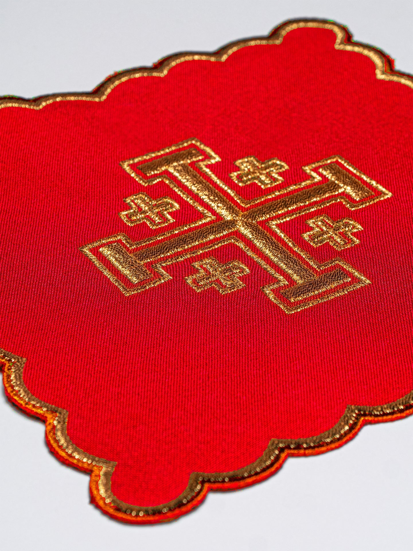 Juego de palias con bordado de la cruz de Jerusalén en cuatro colores litúrgicos