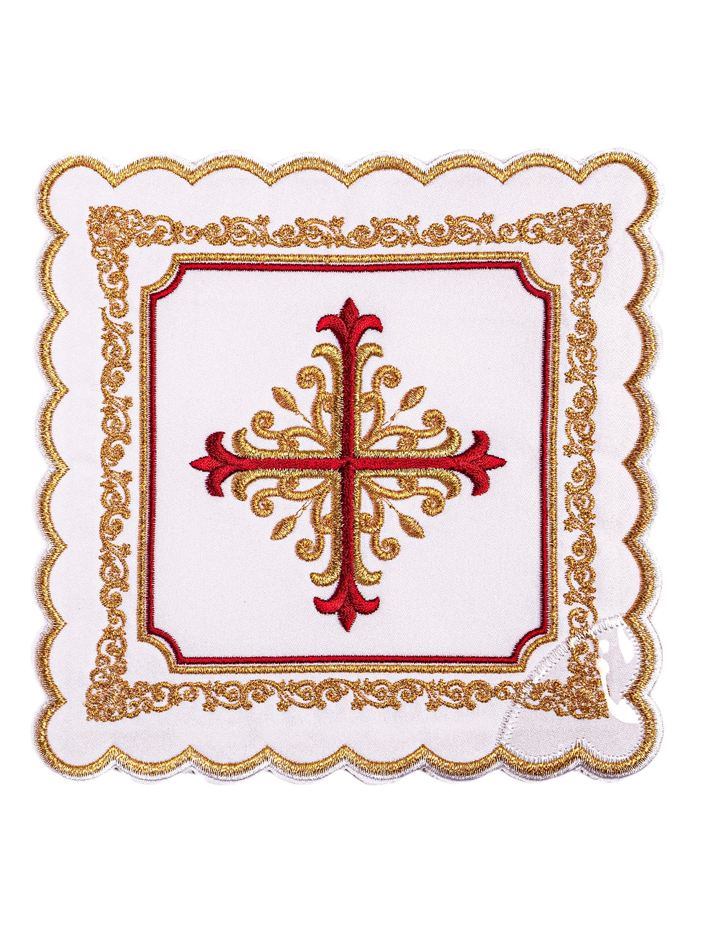 Servicio de altar con bordado en oro y rojo