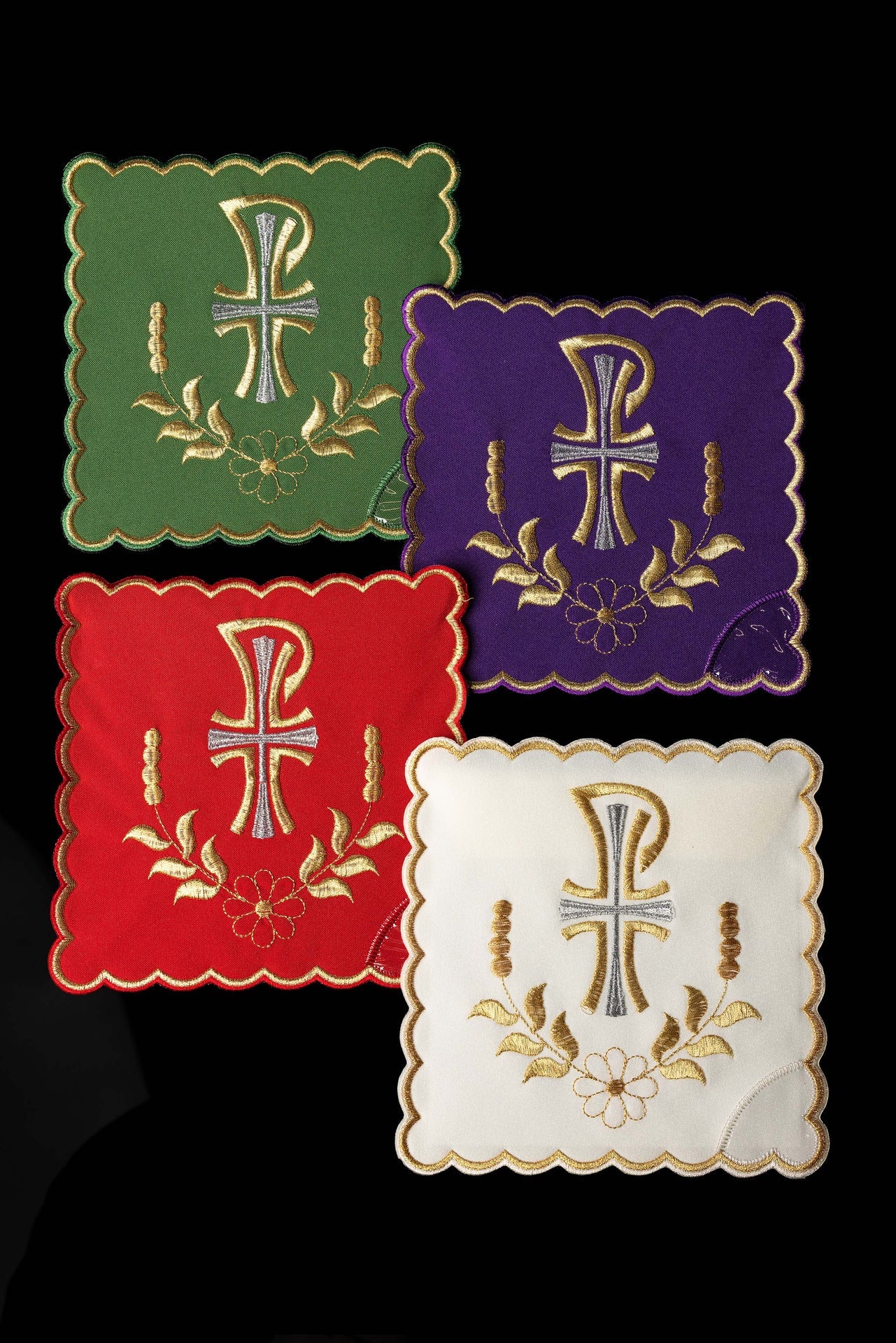Zestaw palek z symbolem pax w czterech kolorach liturgicznych