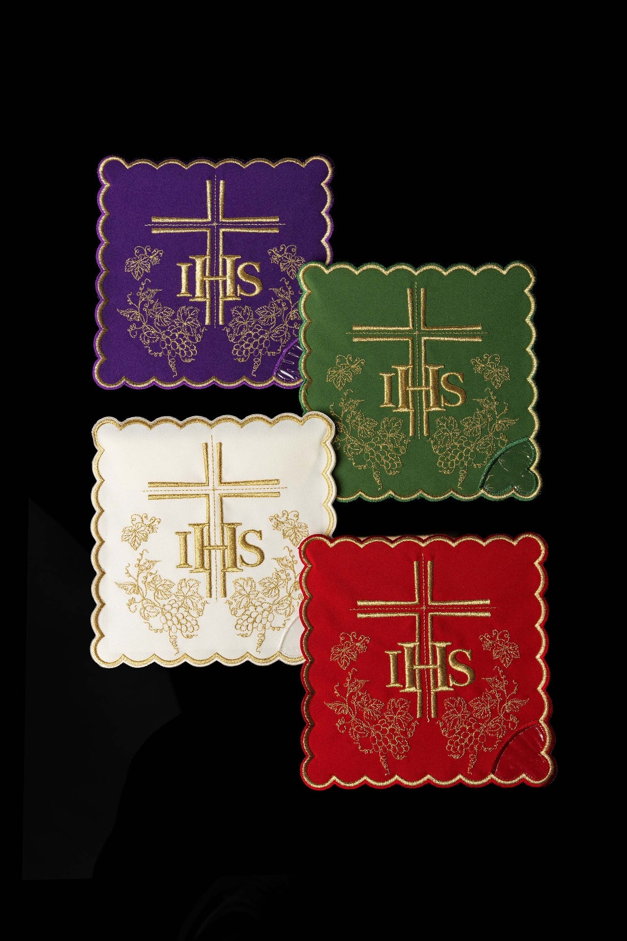 Zestaw palek z symbolem IHS w czterech kolorach liturgicznych