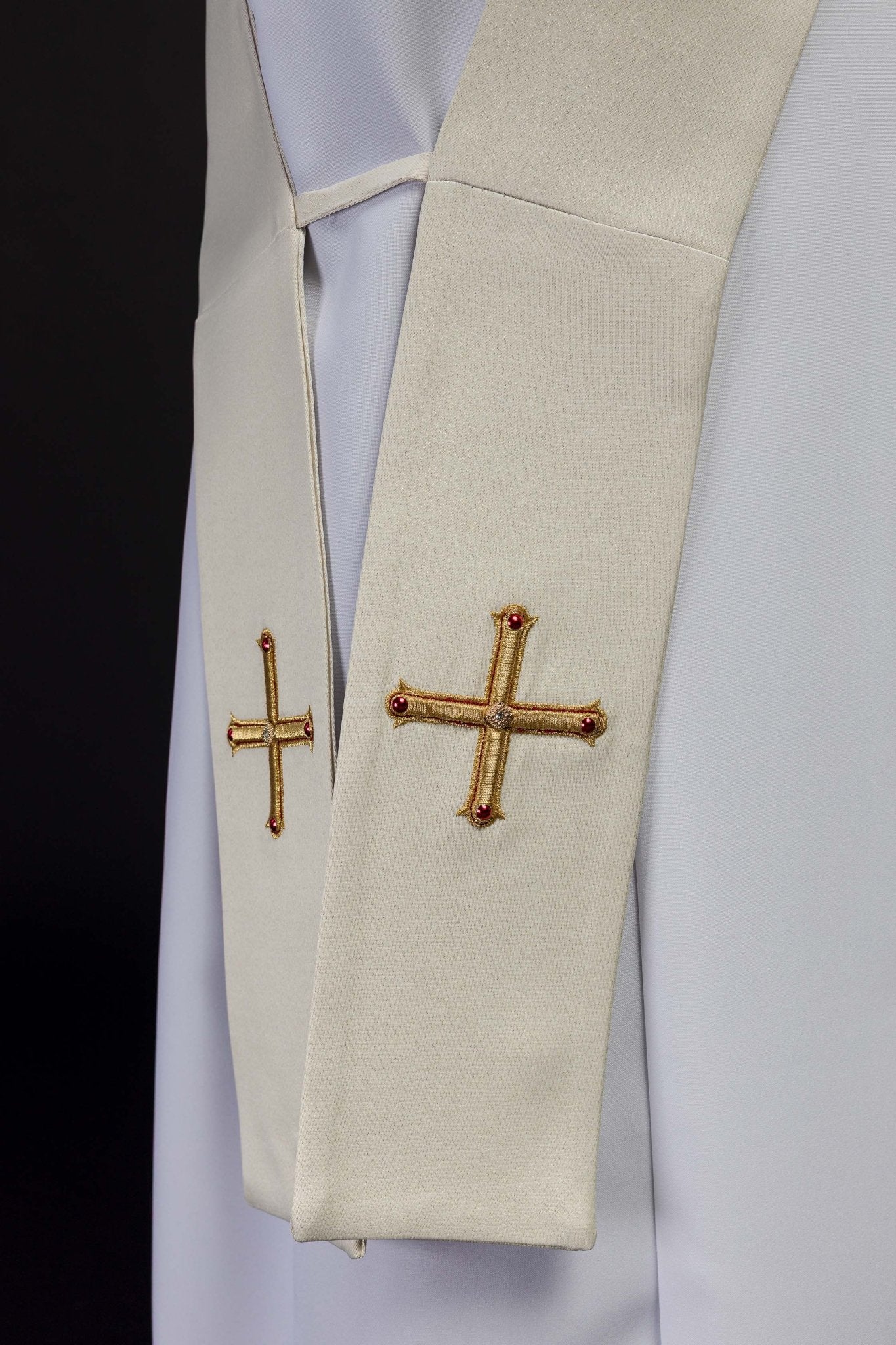 Estola diaconal oro con bordado Cruz
