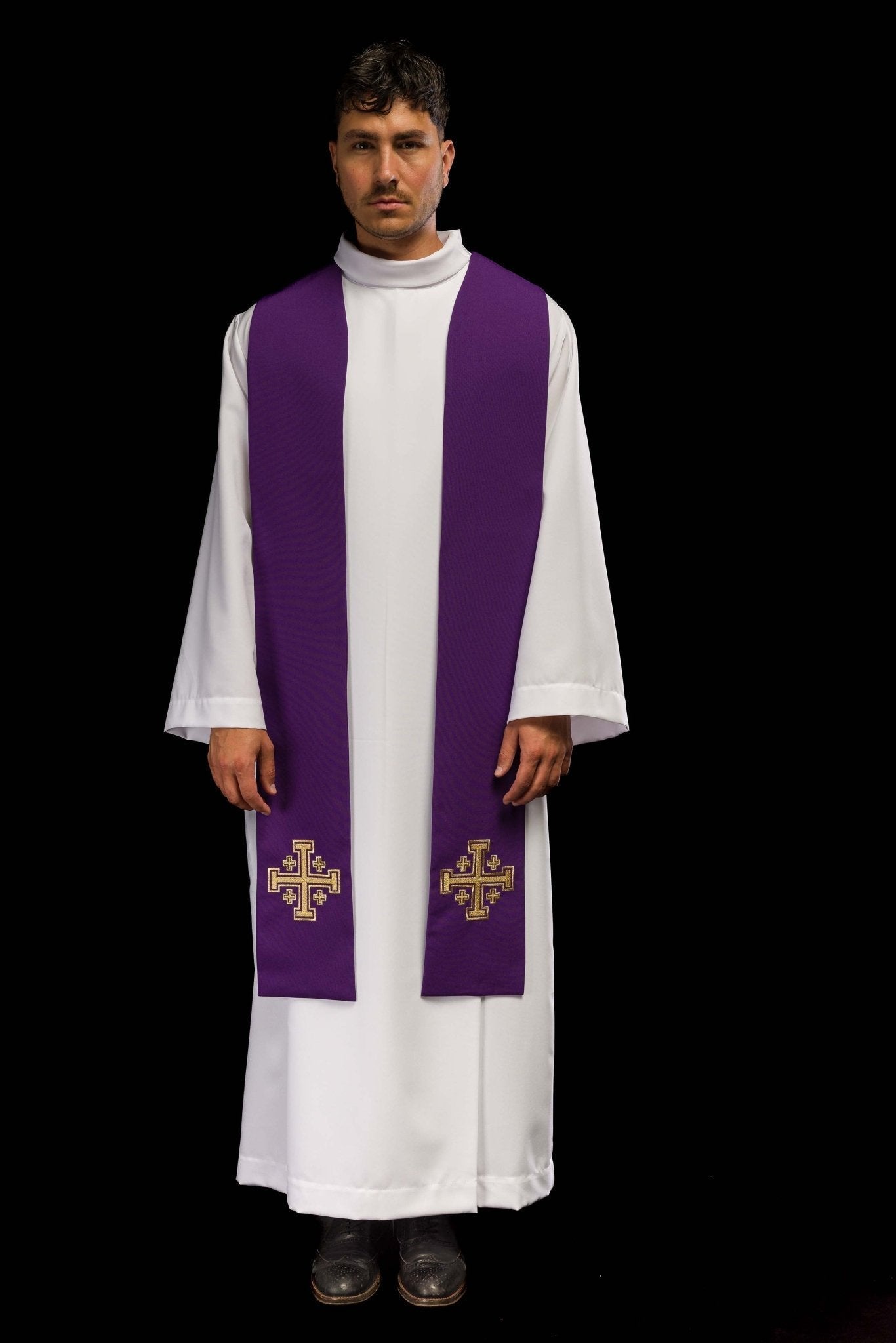 Estola morada con bordado Cruz de Jerusalén