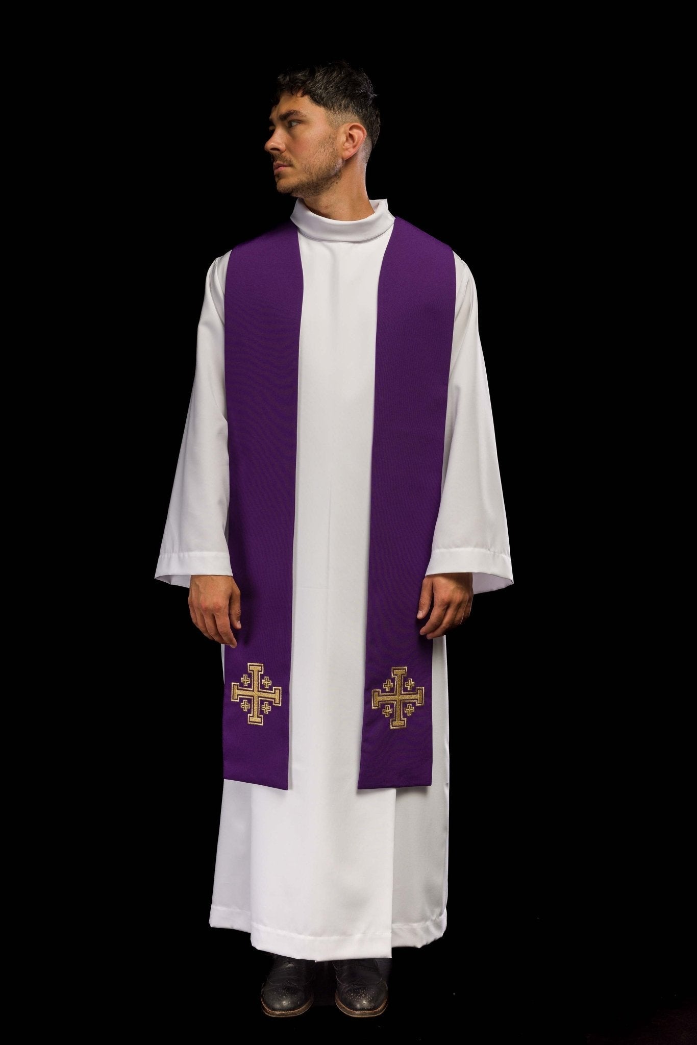 Estola morada con bordado Cruz de Jerusalén