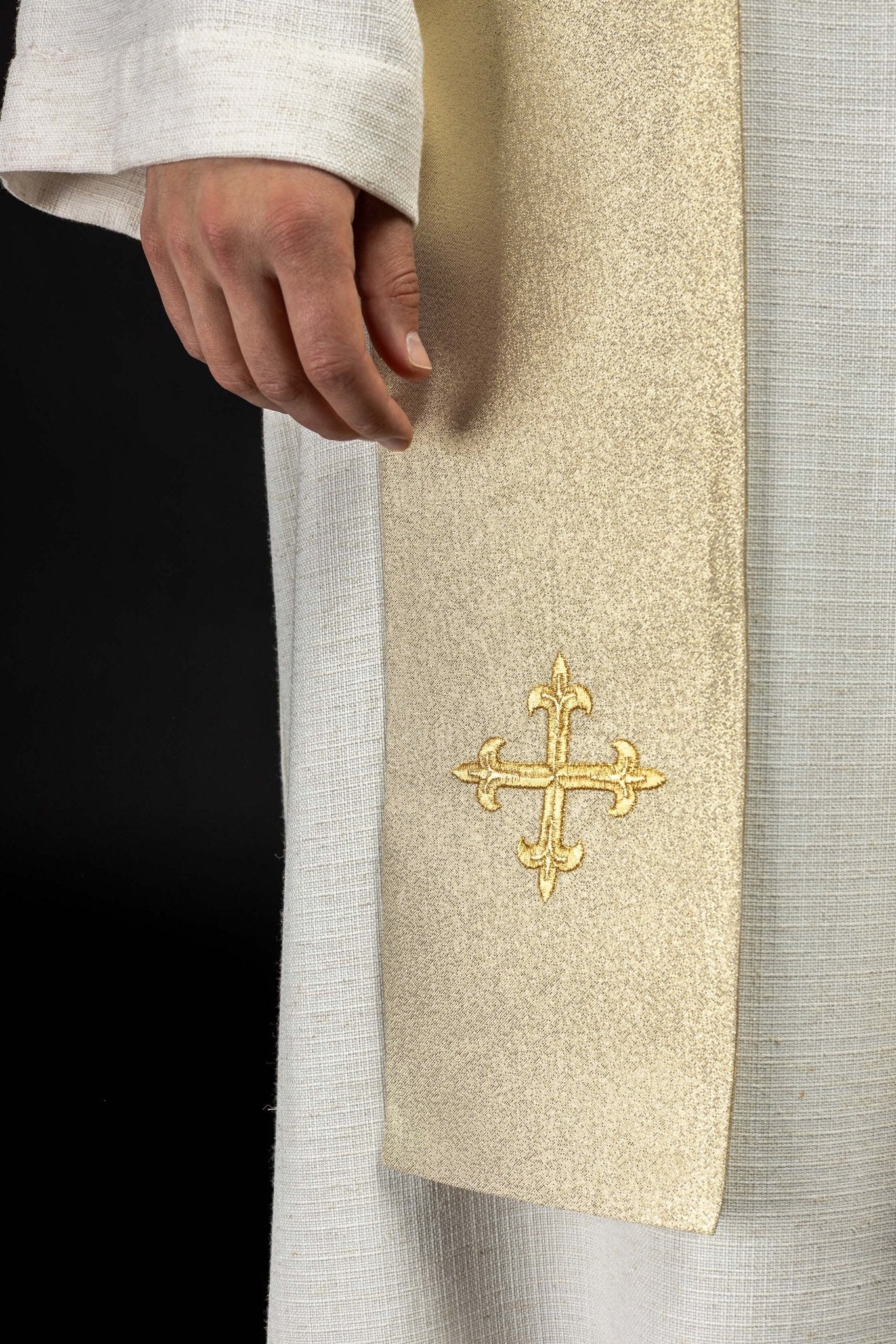 Estola oro con bordado Cruz, IHS y corazón de Jesucristo