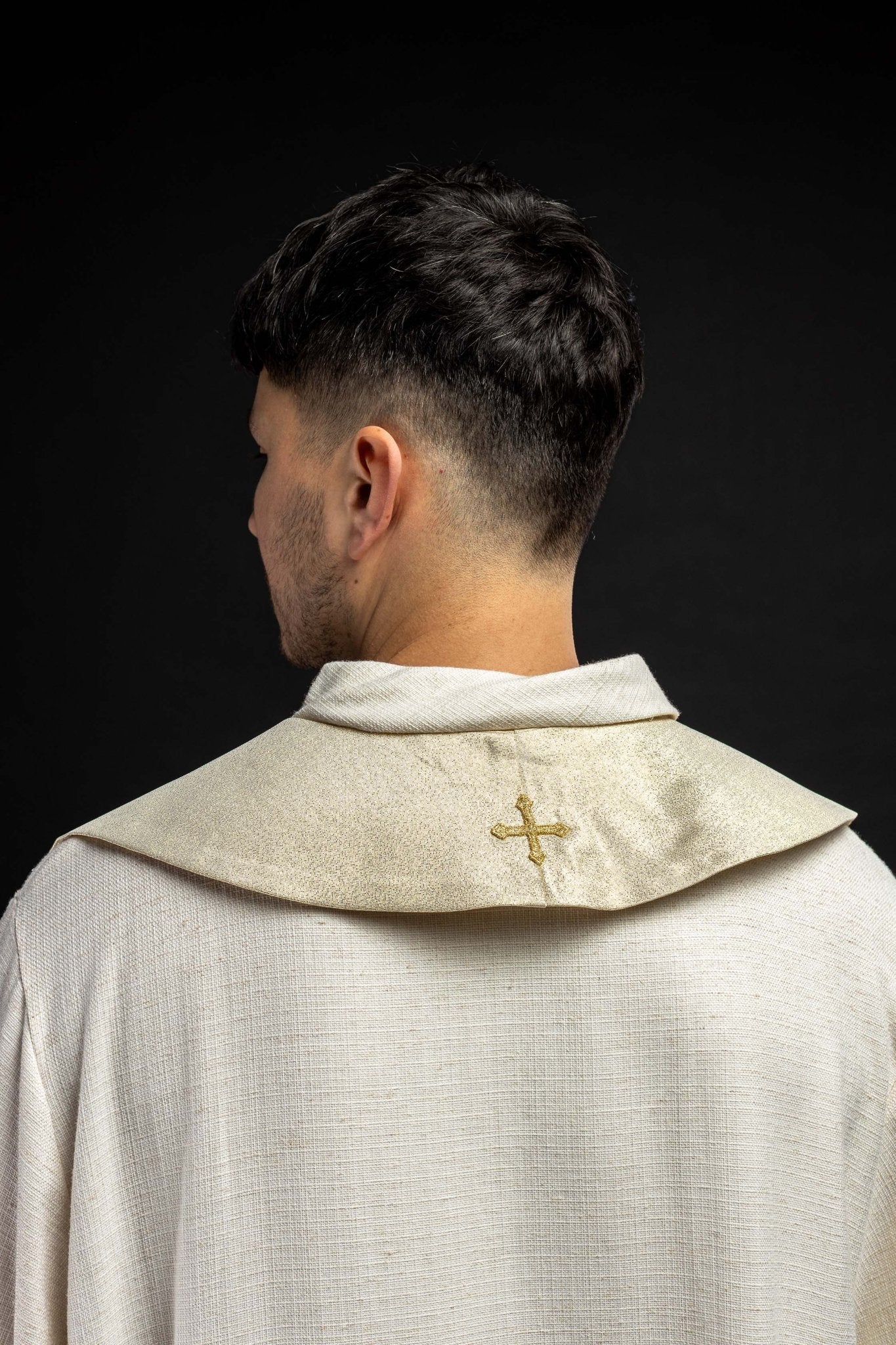 Estola oro con bordado Cruz, IHS y corazón de Jesucristo