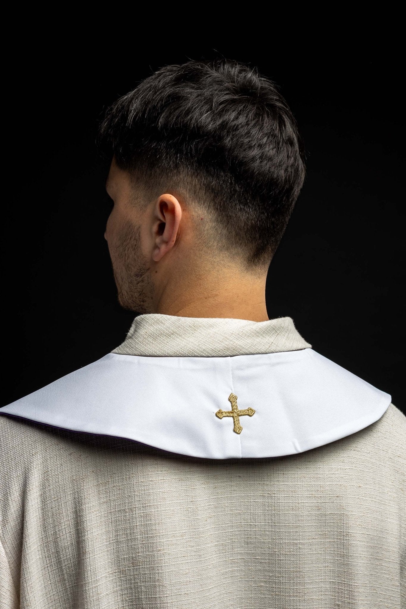 Estola reversible con Cruz de Jerusalén púrpura-blanca