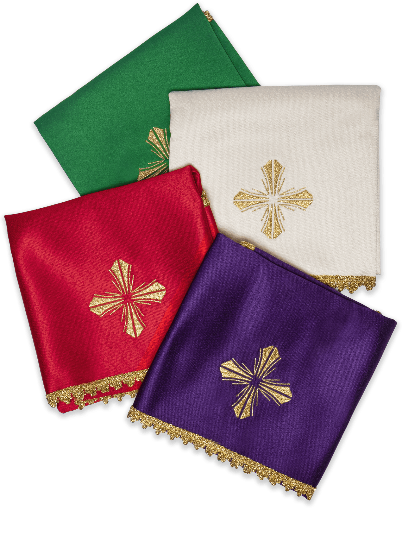 Juego 4 piezas cubre cáliz con bordado Cruz - cuatro colores