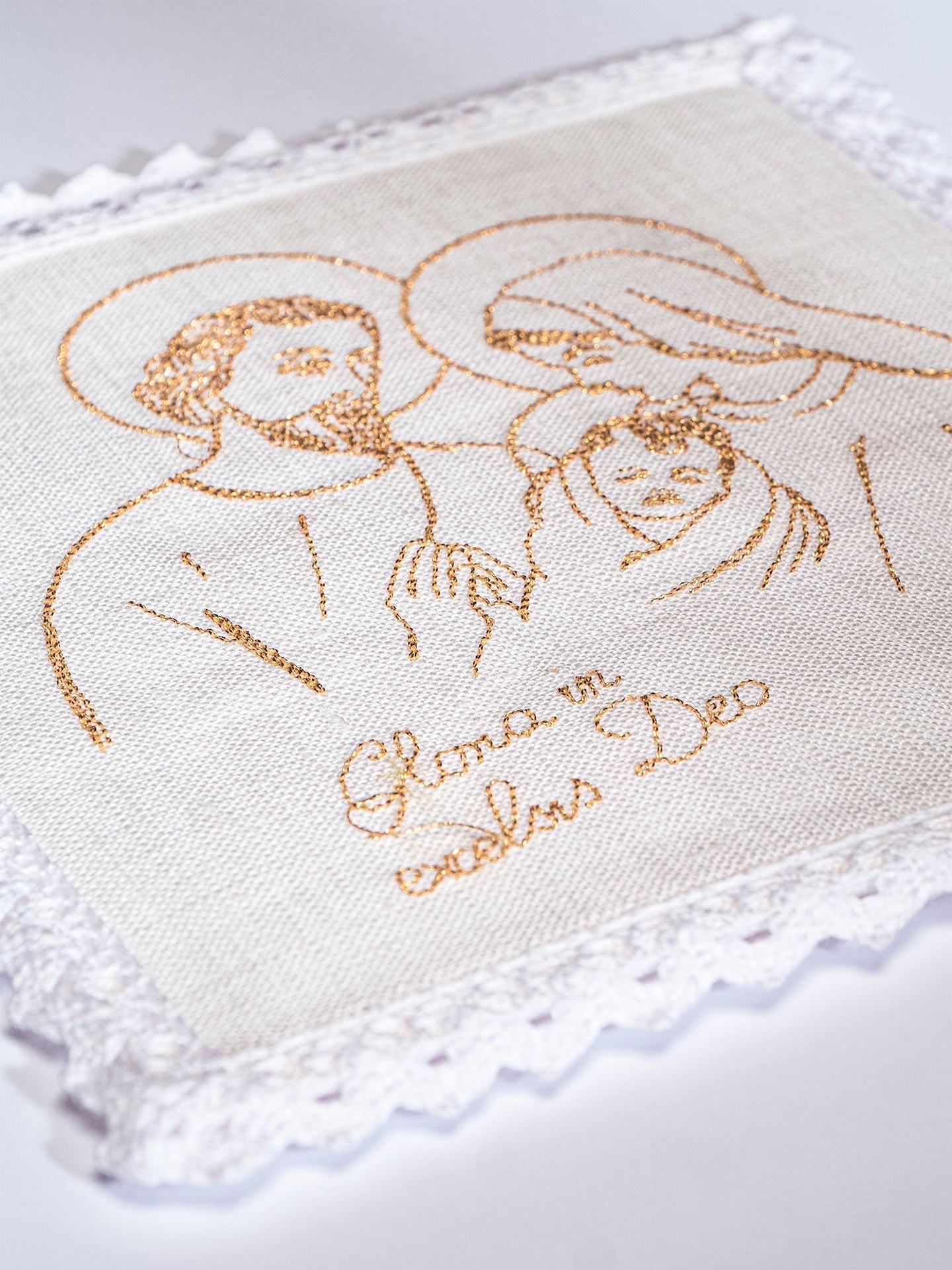 Juego de altar lino bordado para Navidad