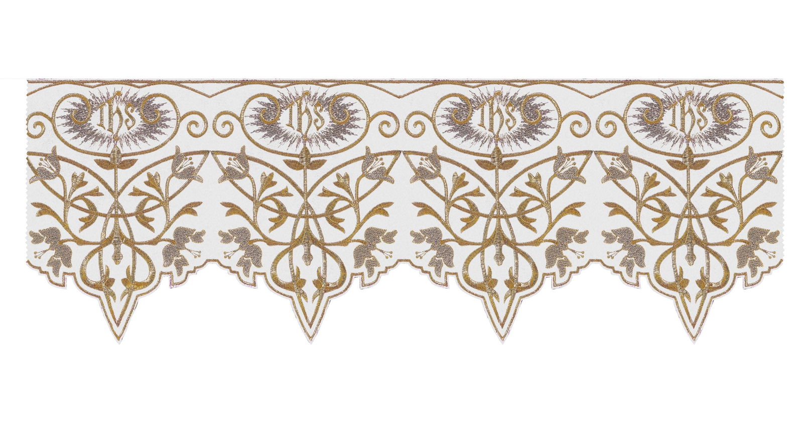 Puntilla de altar con bordado IHS - blanco