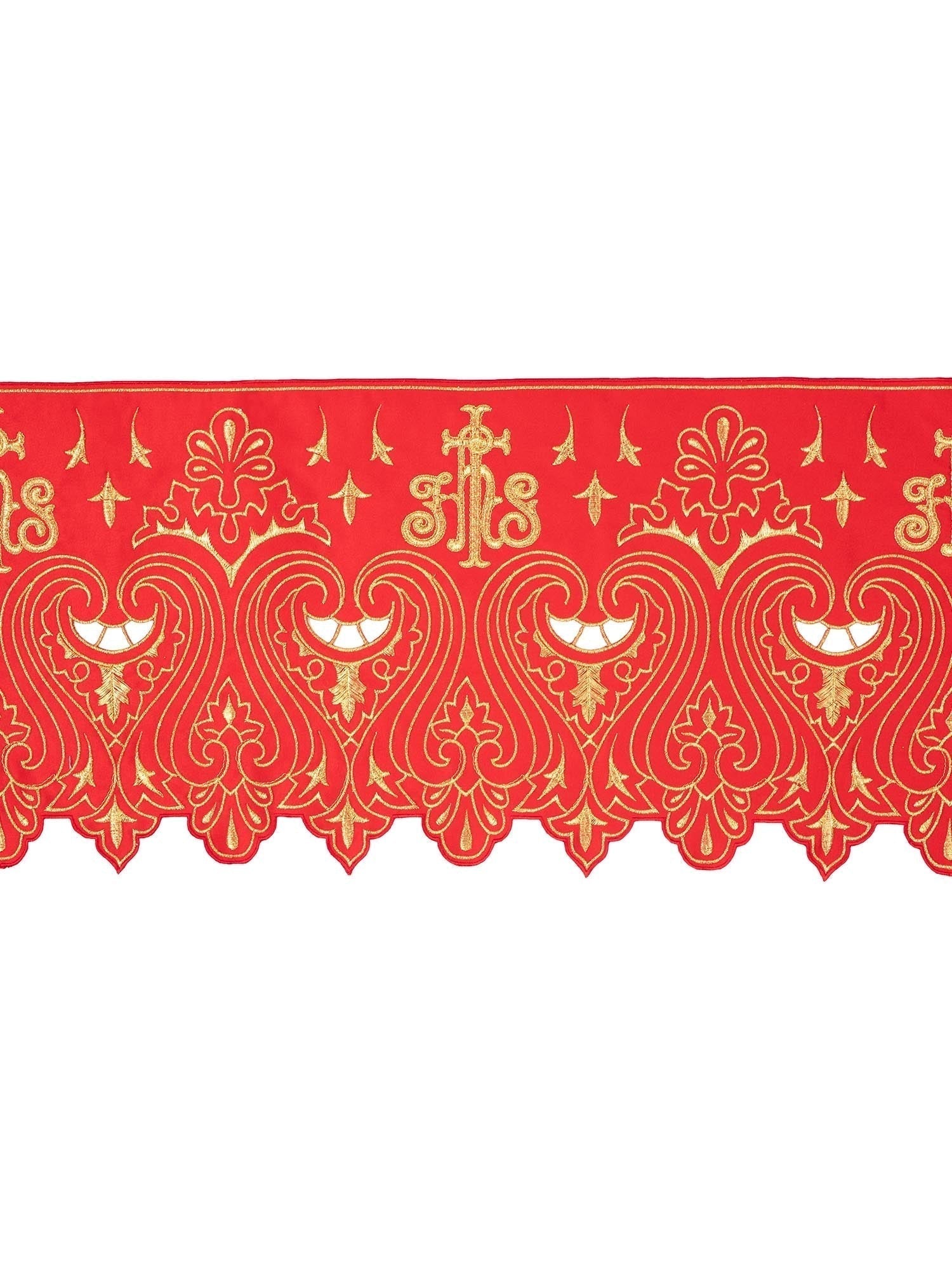 Puntilla de altar con bordado IHS - rojo