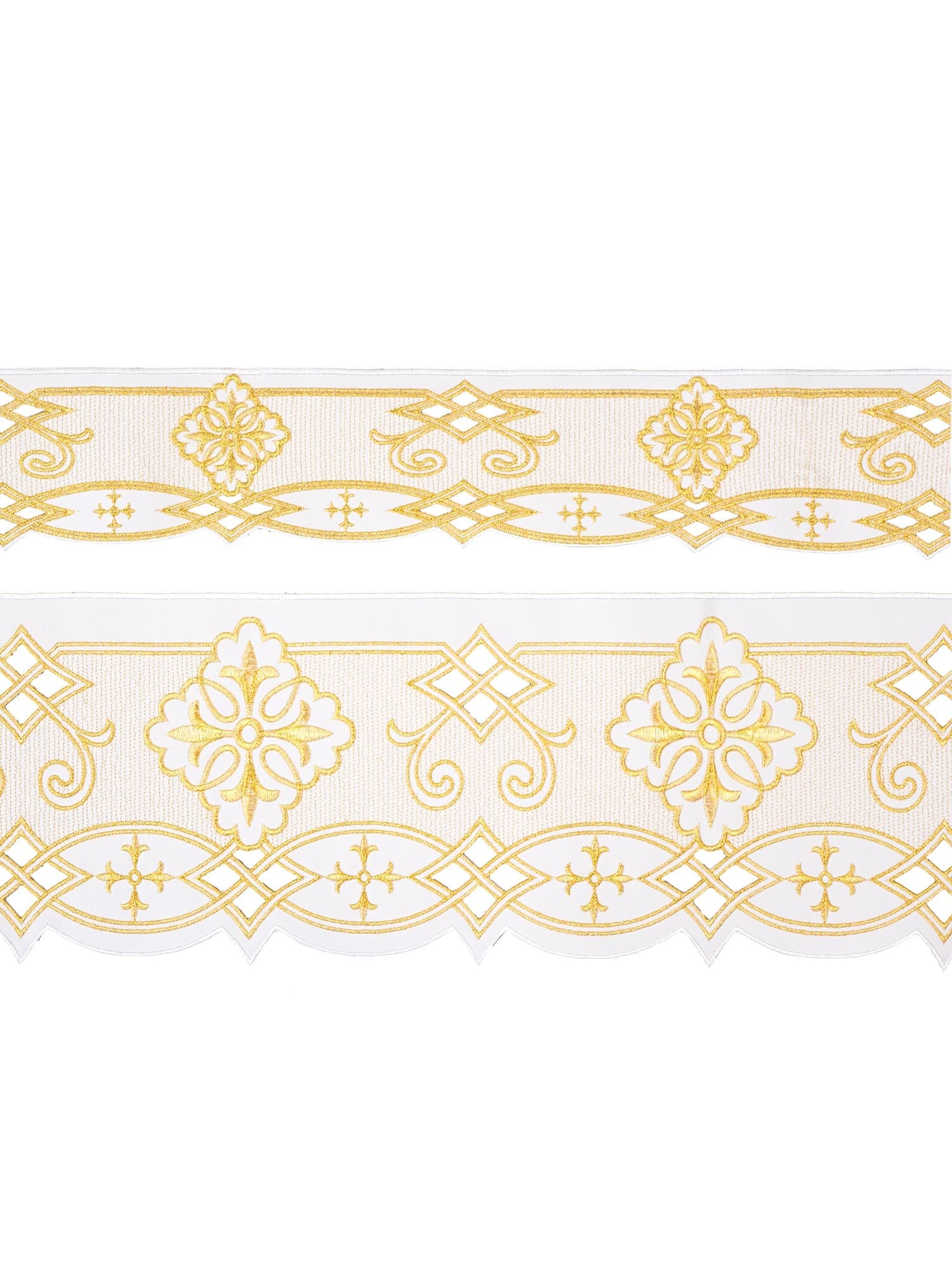 Puntilla de altar con bordado Rosetón - blanco