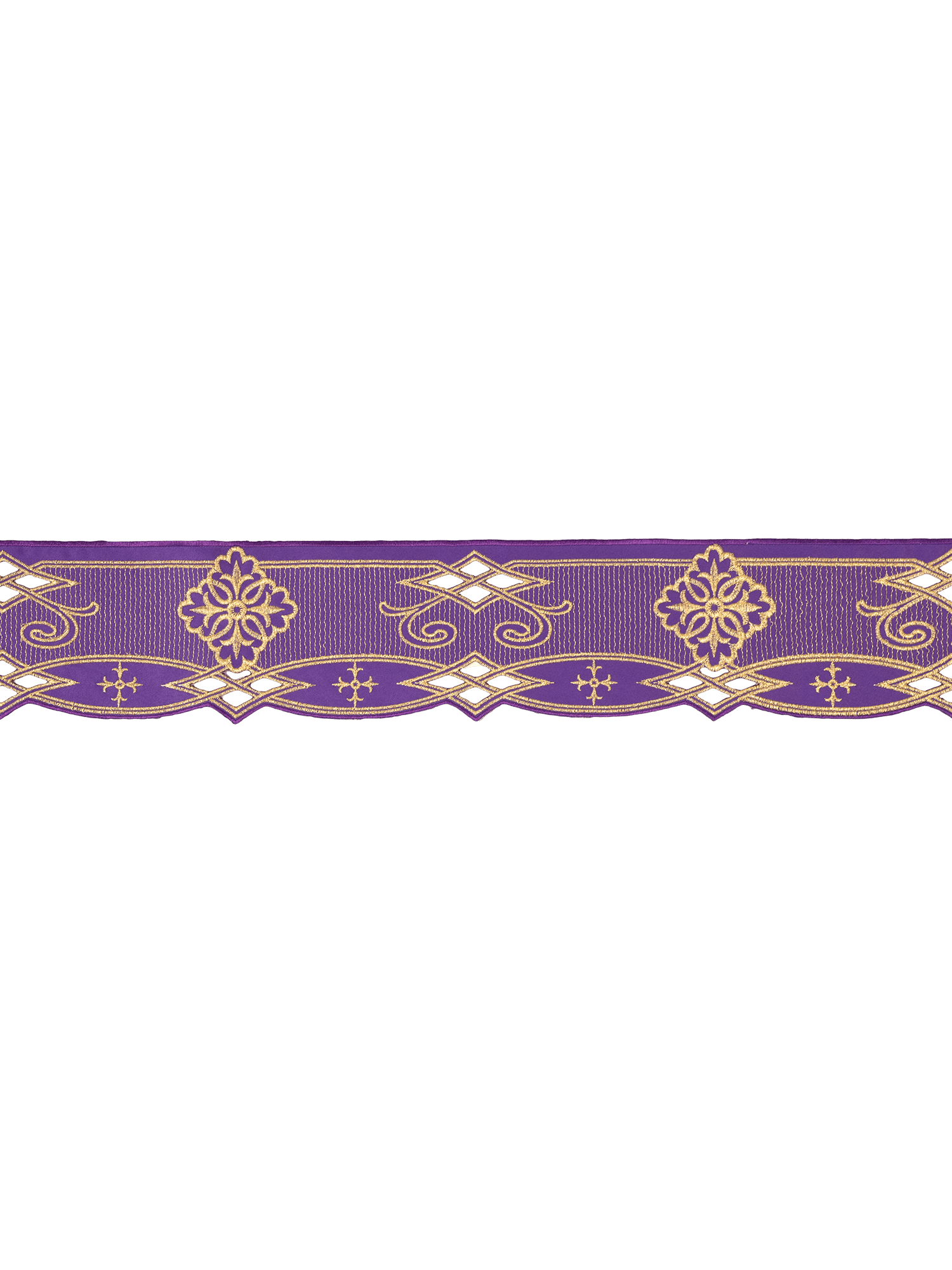 Puntilla de altar con bordado Rosetón - morado