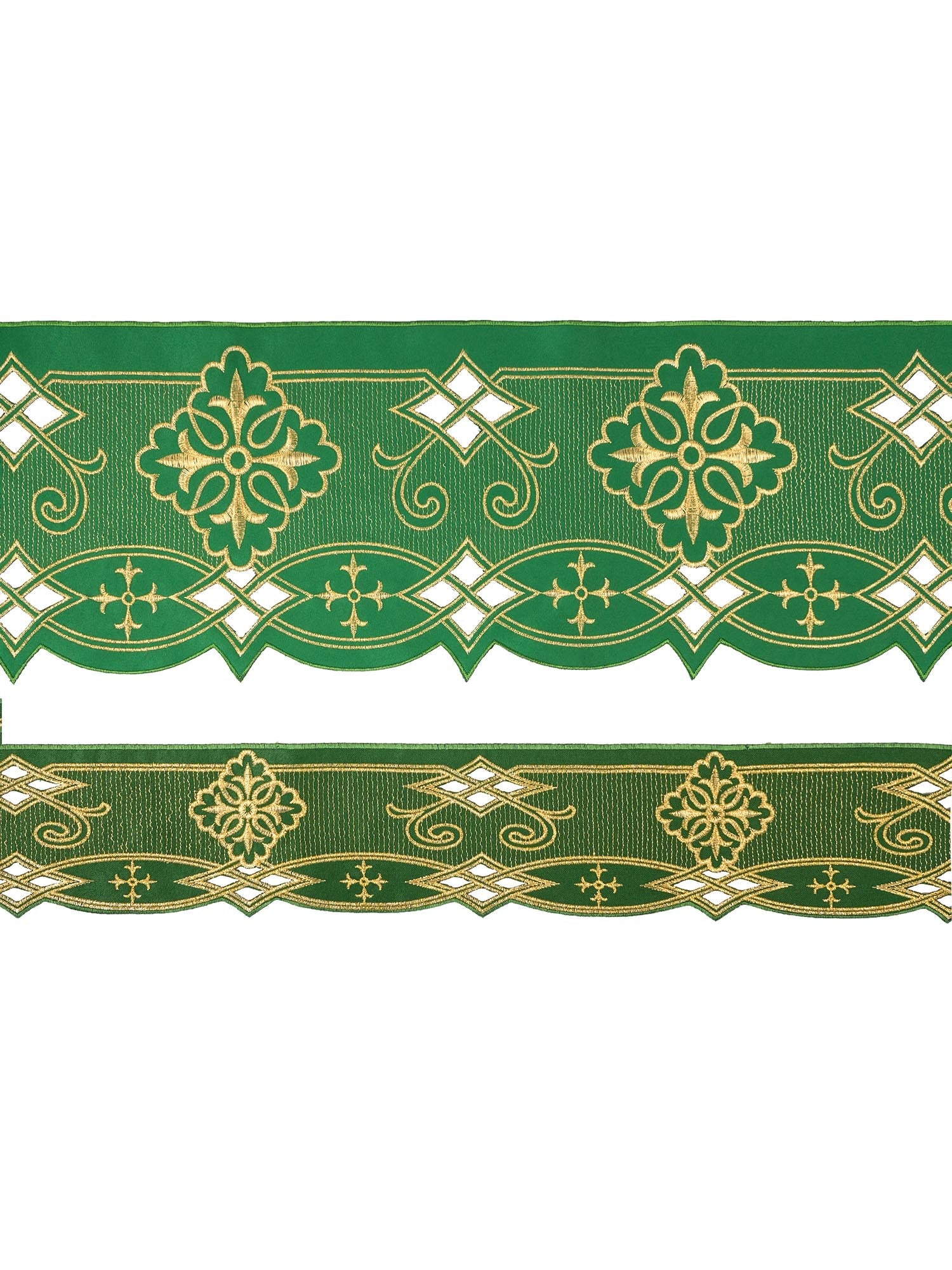 Puntilla de altar con bordado Rosetón - verde
