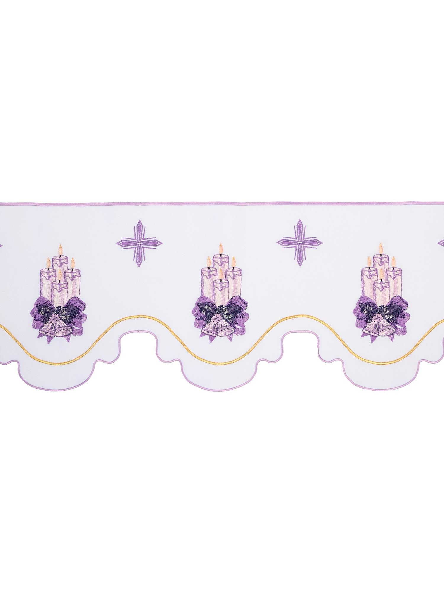 Puntilla de altar con bordado Velas de Adviento - blanco