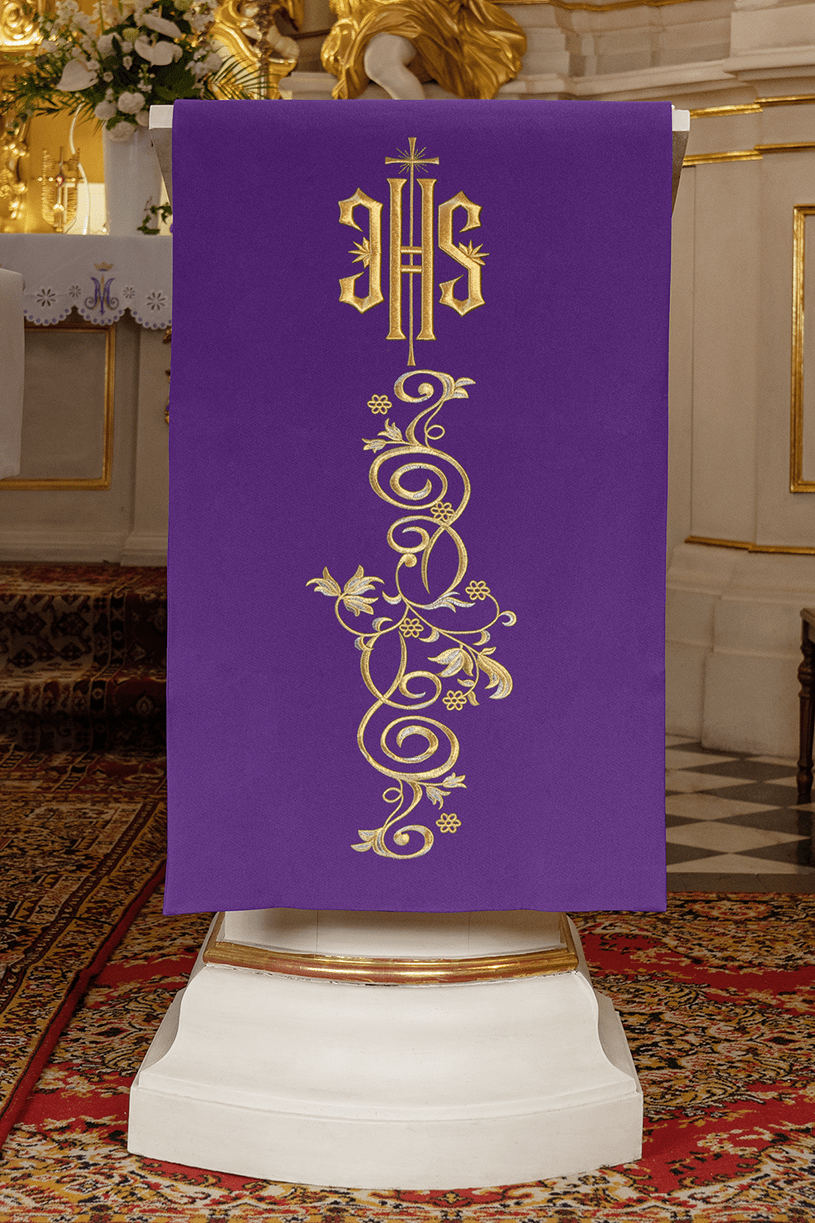 Púrpura cubre ambon con bordado IHS - morado