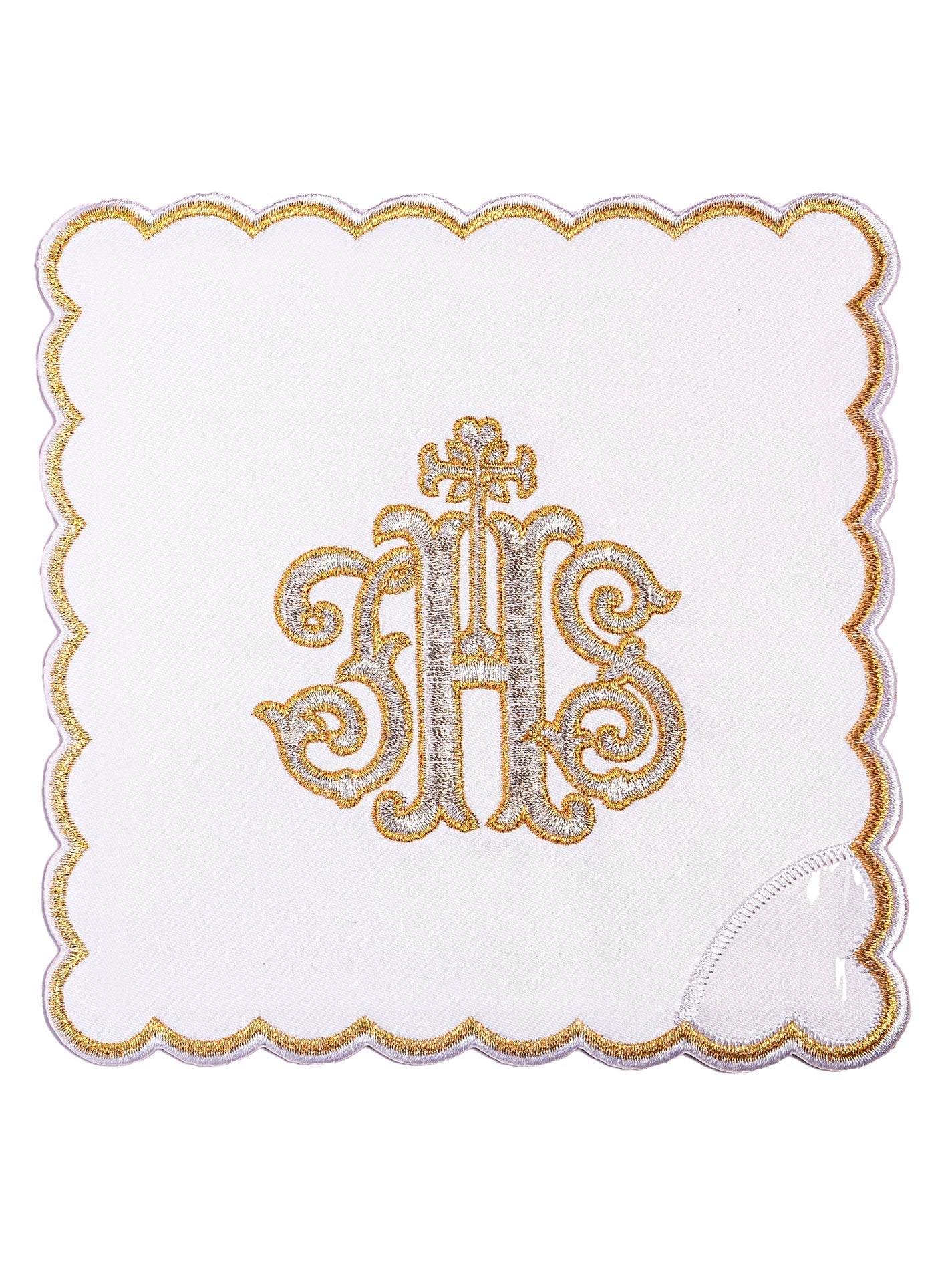 Servicio de altar bordado IHS dorado